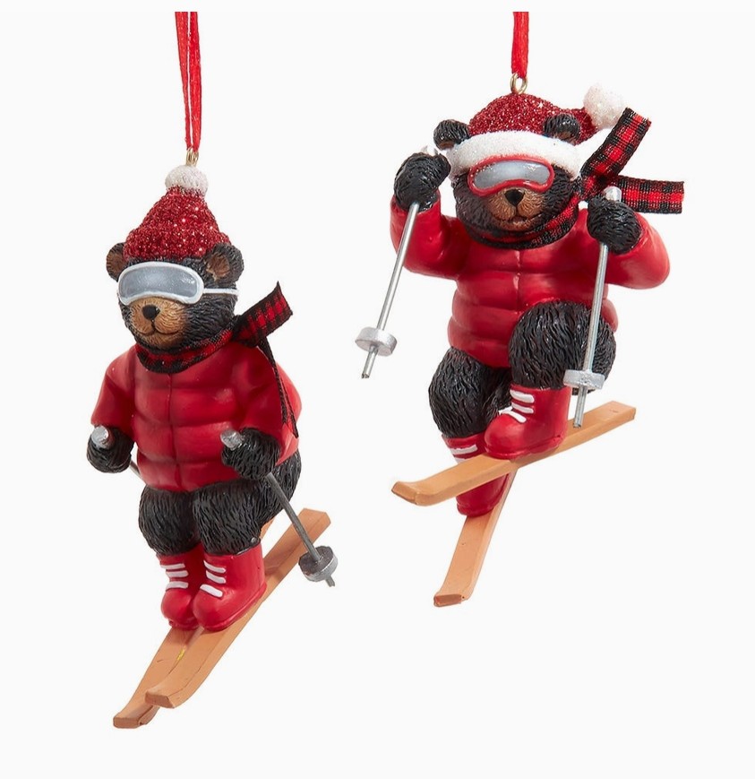 Skiing Bear Resin Ornament