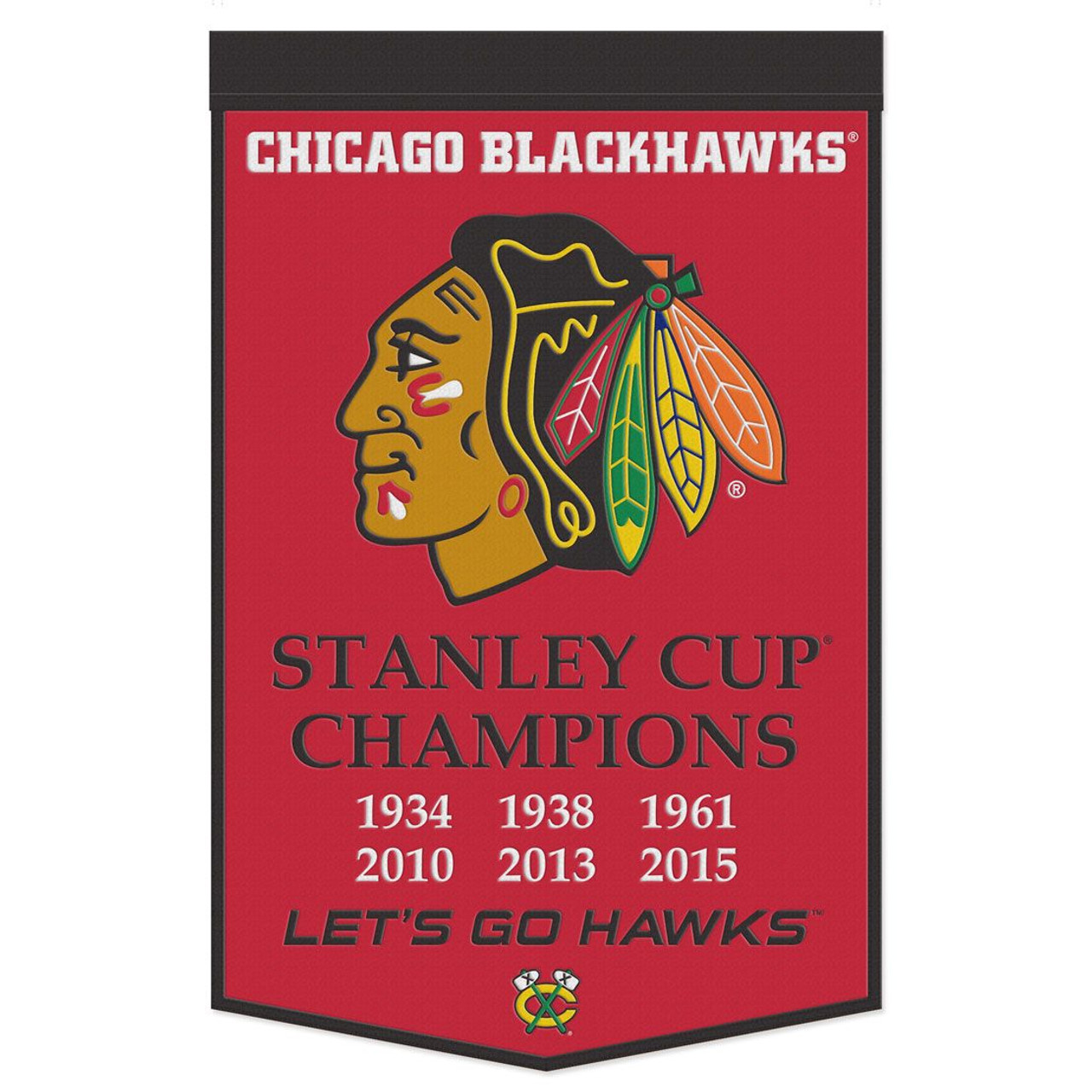 Chicago Blackhawks Wool Dynasty Championship Banner 24x38"