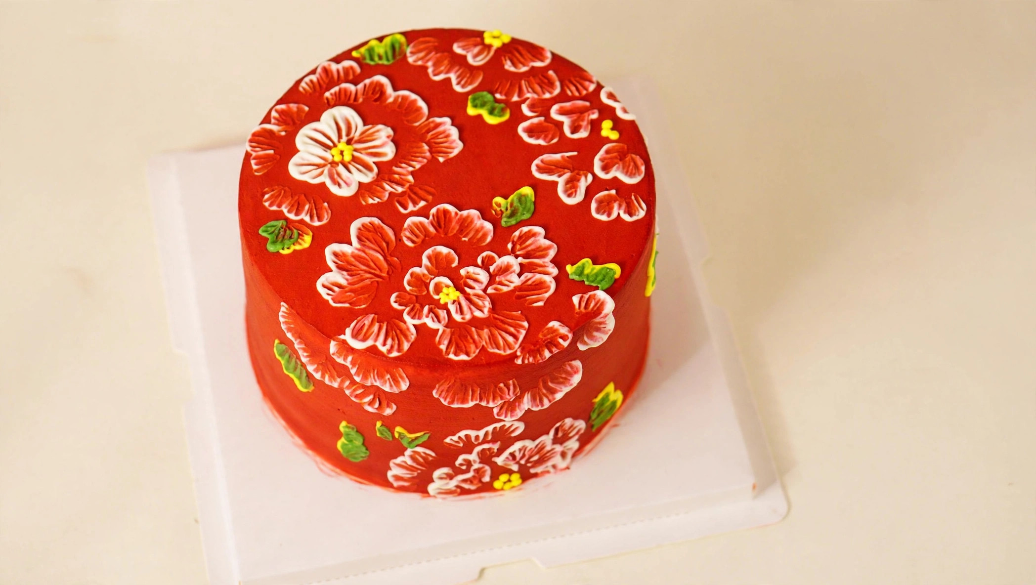 Red Peony Blossom Cake — HoneyMe Bakery, Bellevue