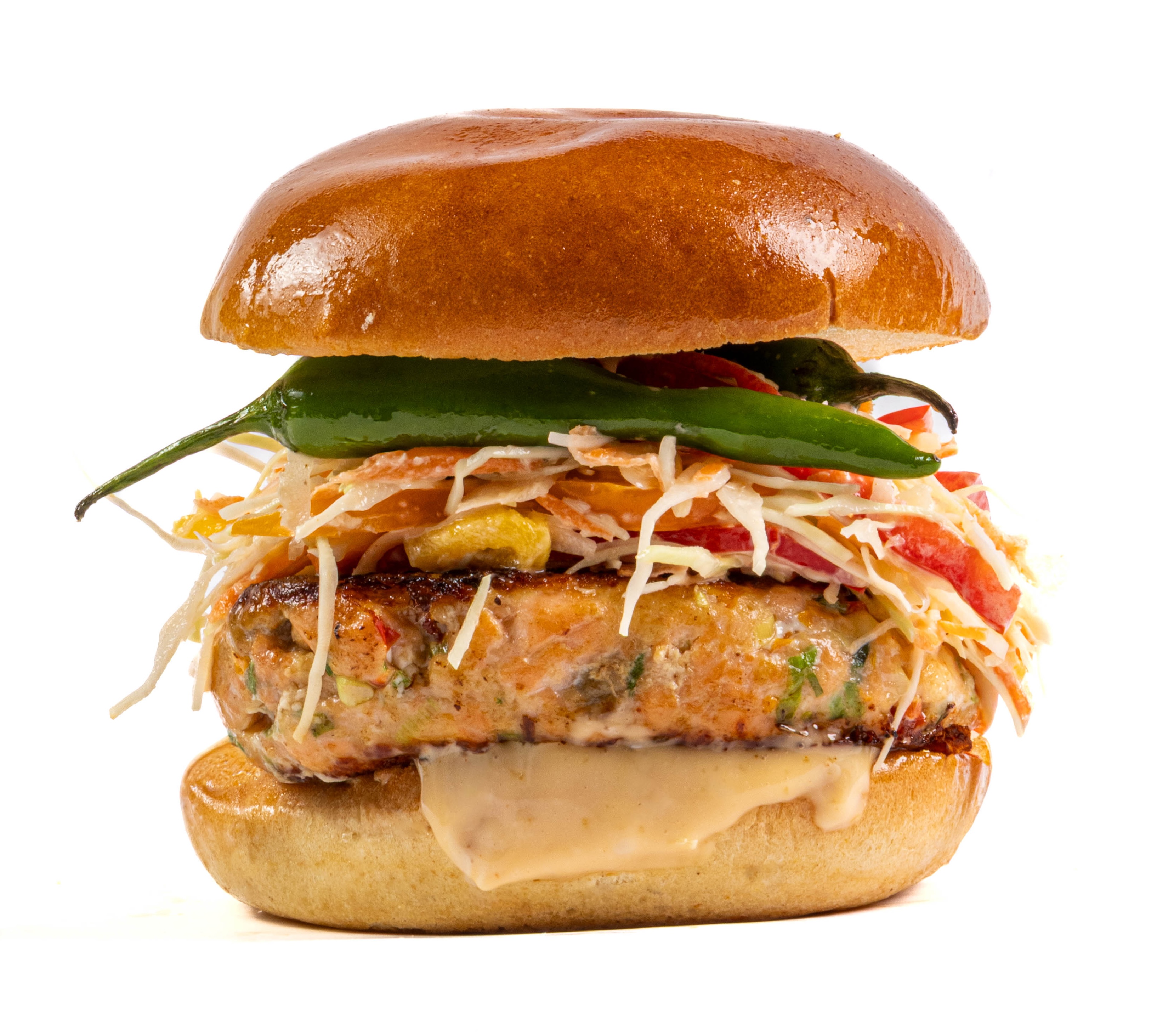 Blackend Salmon 8oz Brioche Burger