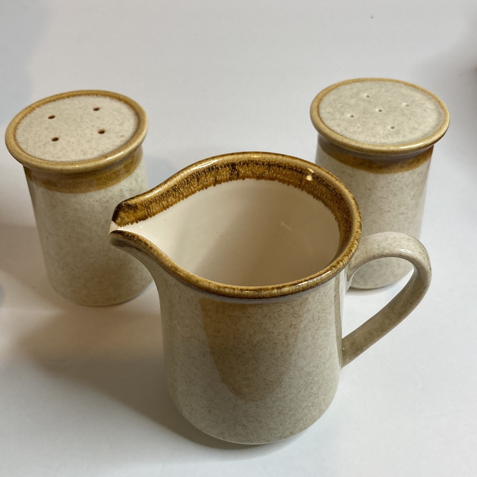 Mikasa JAPAN Stone Beige Brown Manor Tempting - Shakers/Cream Pitcher