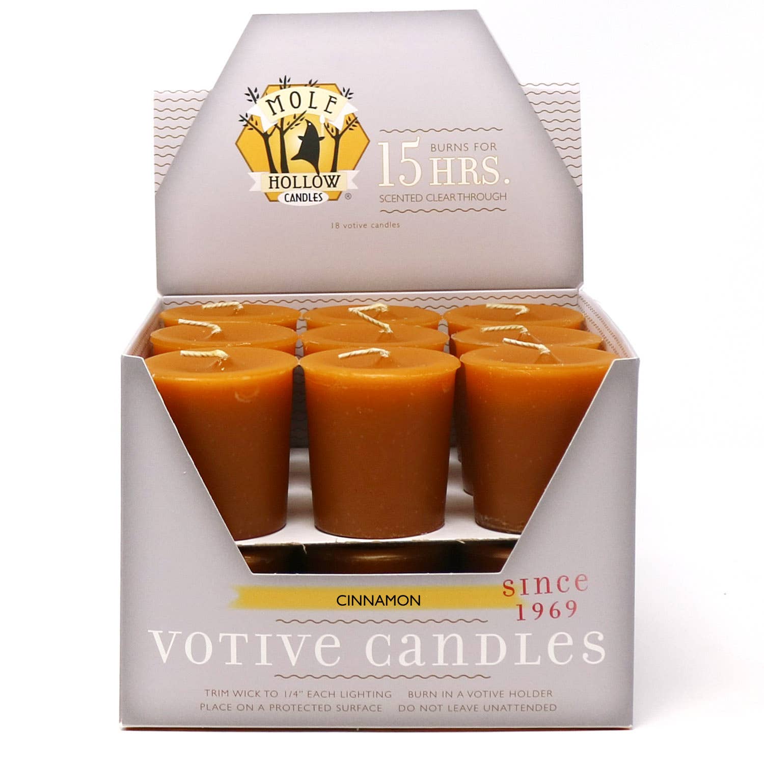 Cinnamon Scented Votive Candles, Made in USA, Cotton Wicks