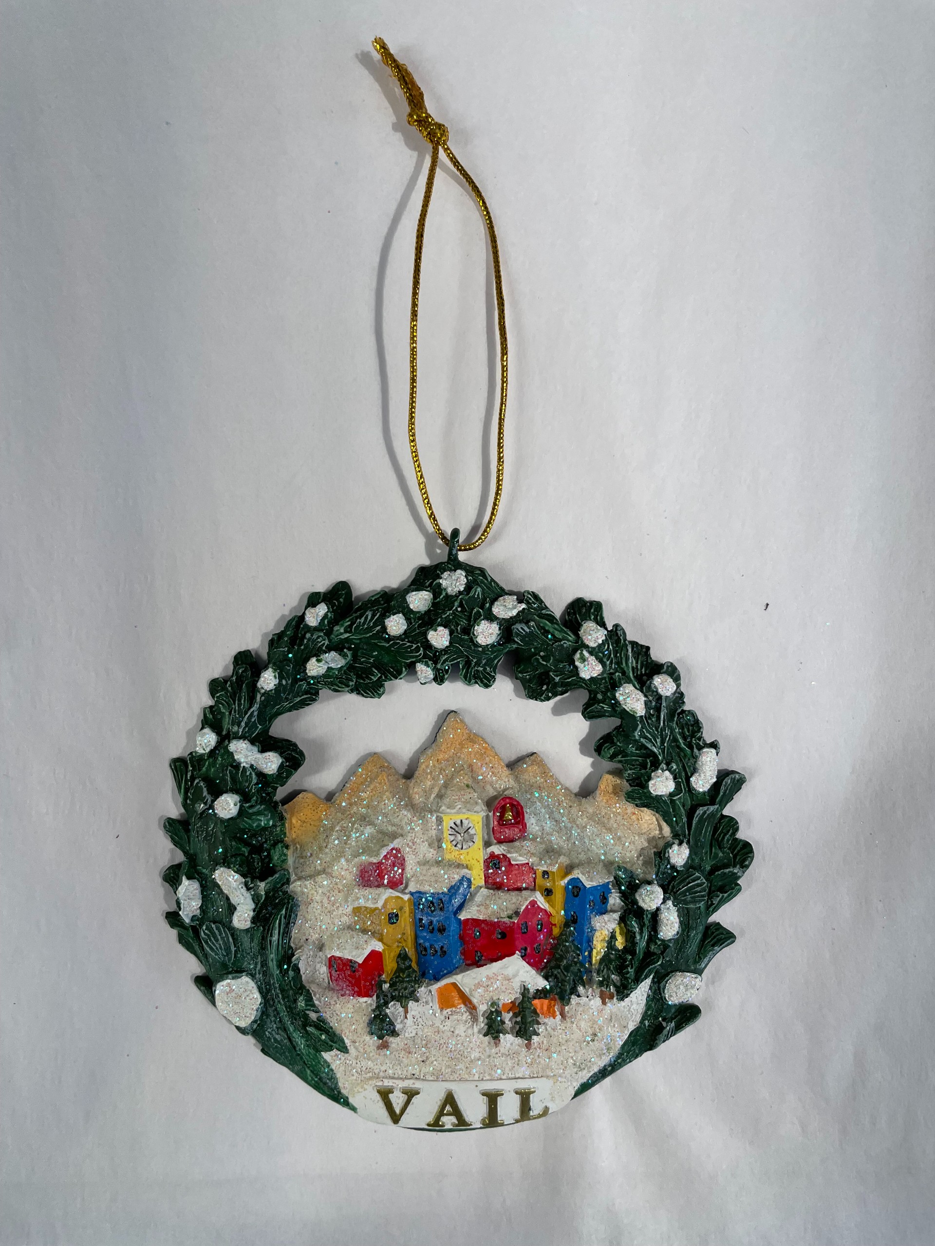 Vail Village Wreath Resin Ornament