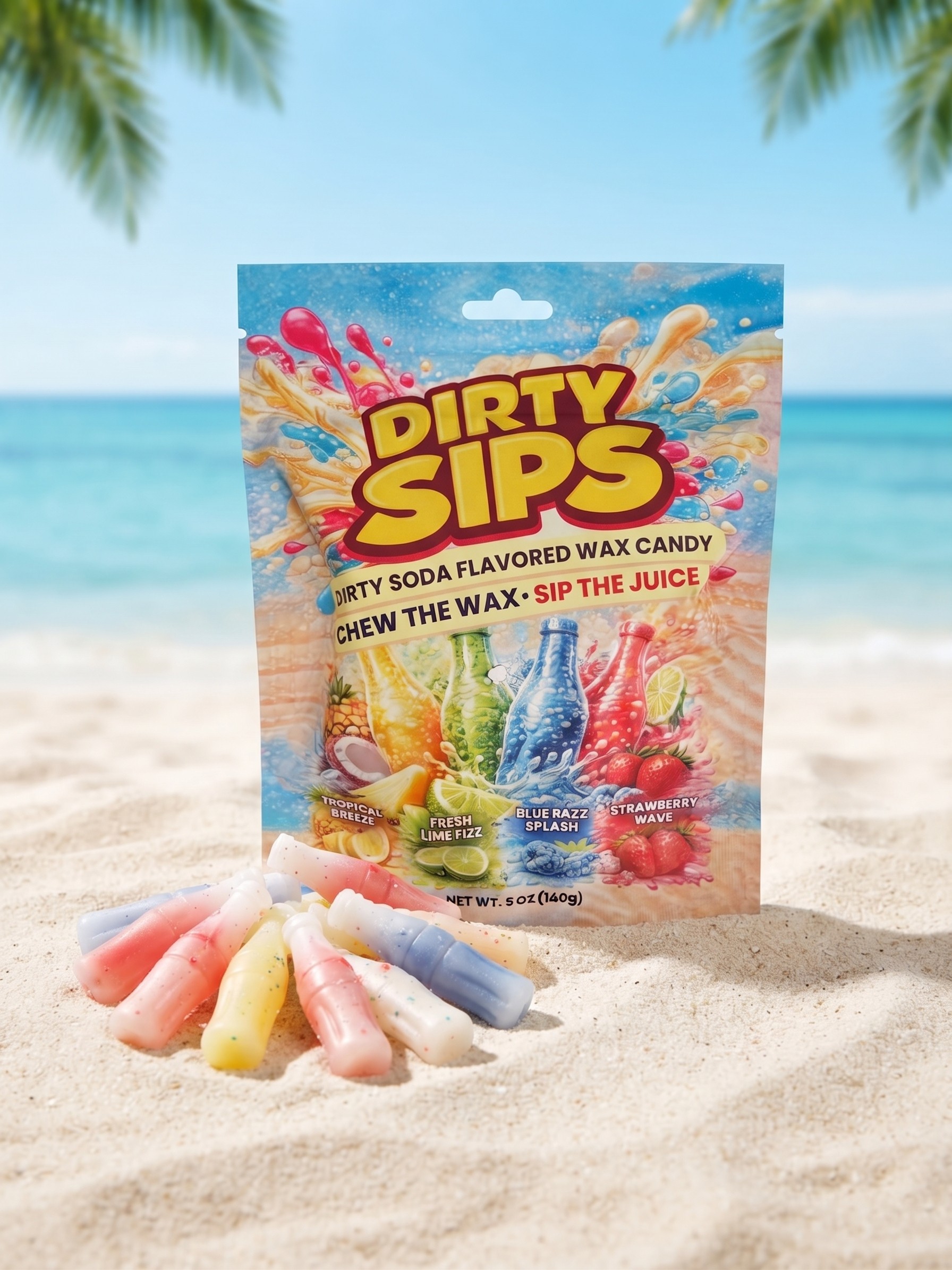 Nauti Labs Dirty Sips Dirty Soda Wax Bottle Candy 5 oz 6 pack