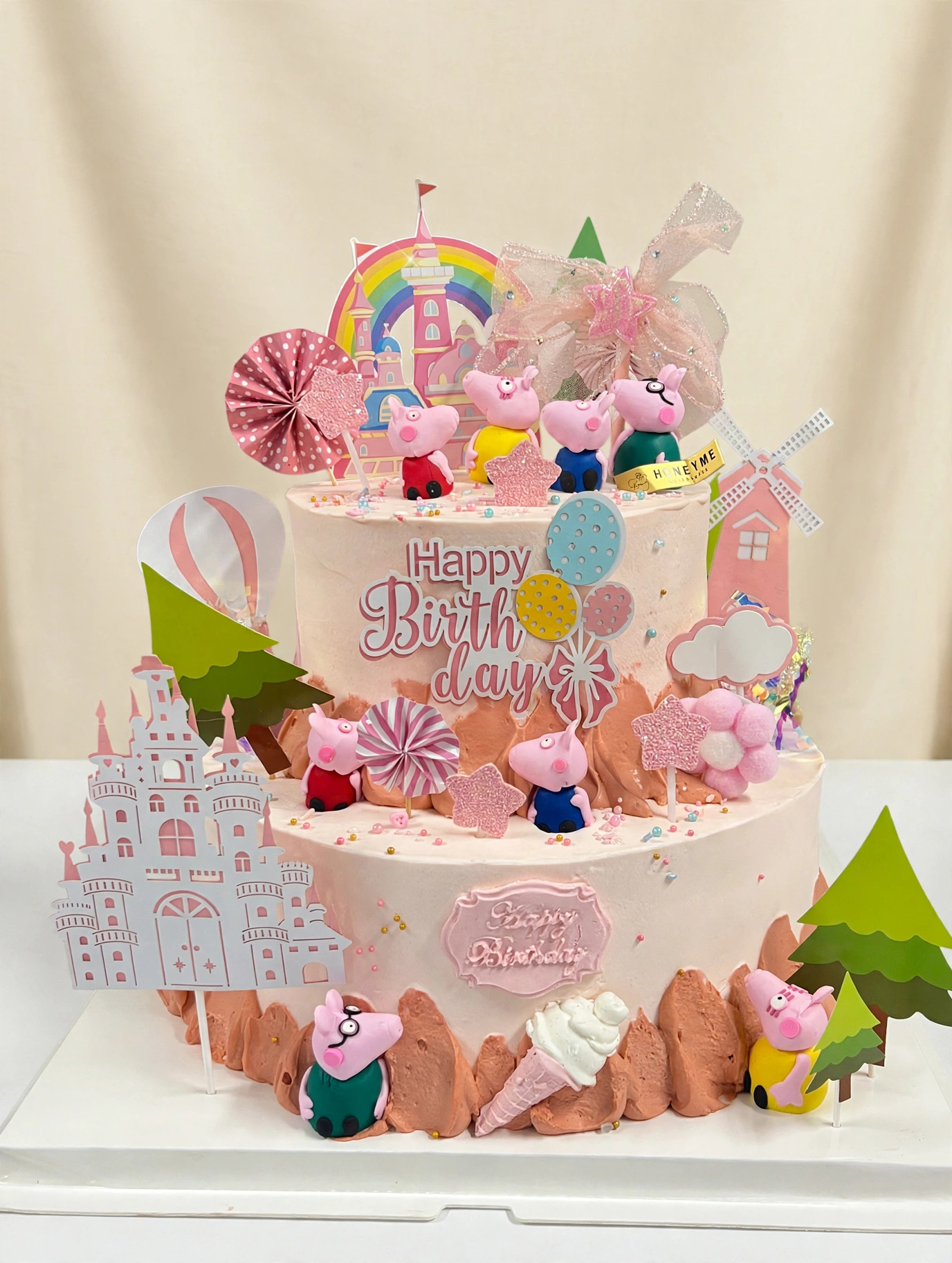 Peppa Pig Castle Party Cake — HoneyMe Bakery, Bellevue