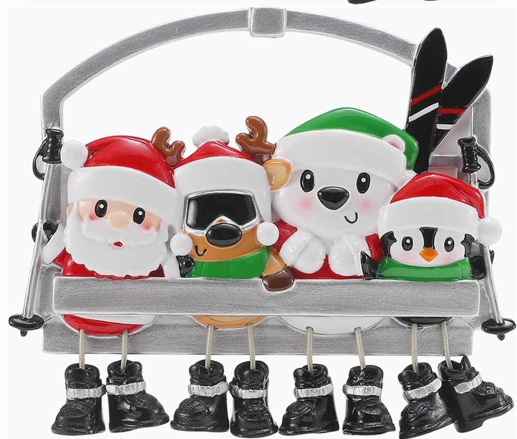 Ski Lift Four Characters with Dangling Legs Ornament