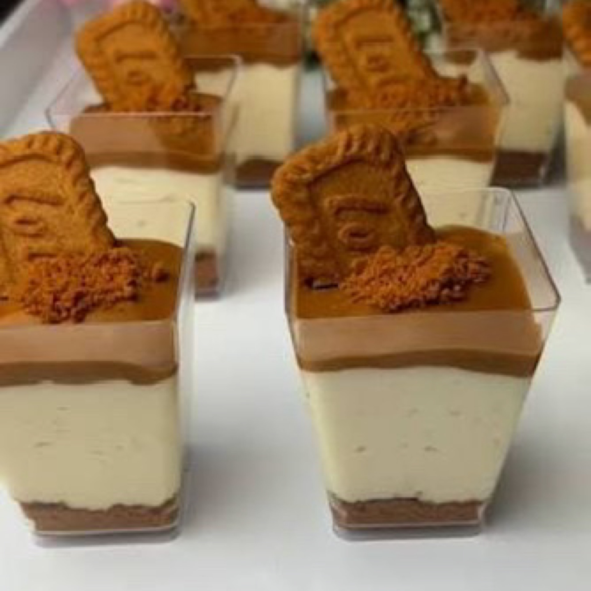 Cheesecake mousse and biscoff cream verrines