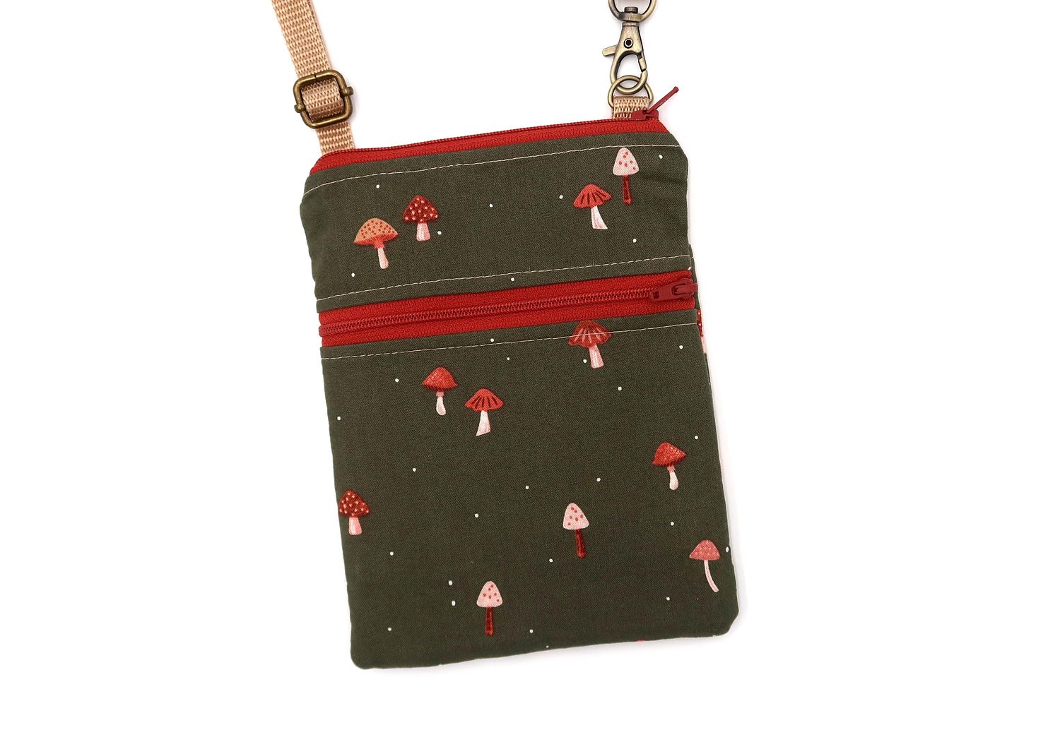 Small Crossbody Bag – Darling Mushrooms – handmade crossbody bag