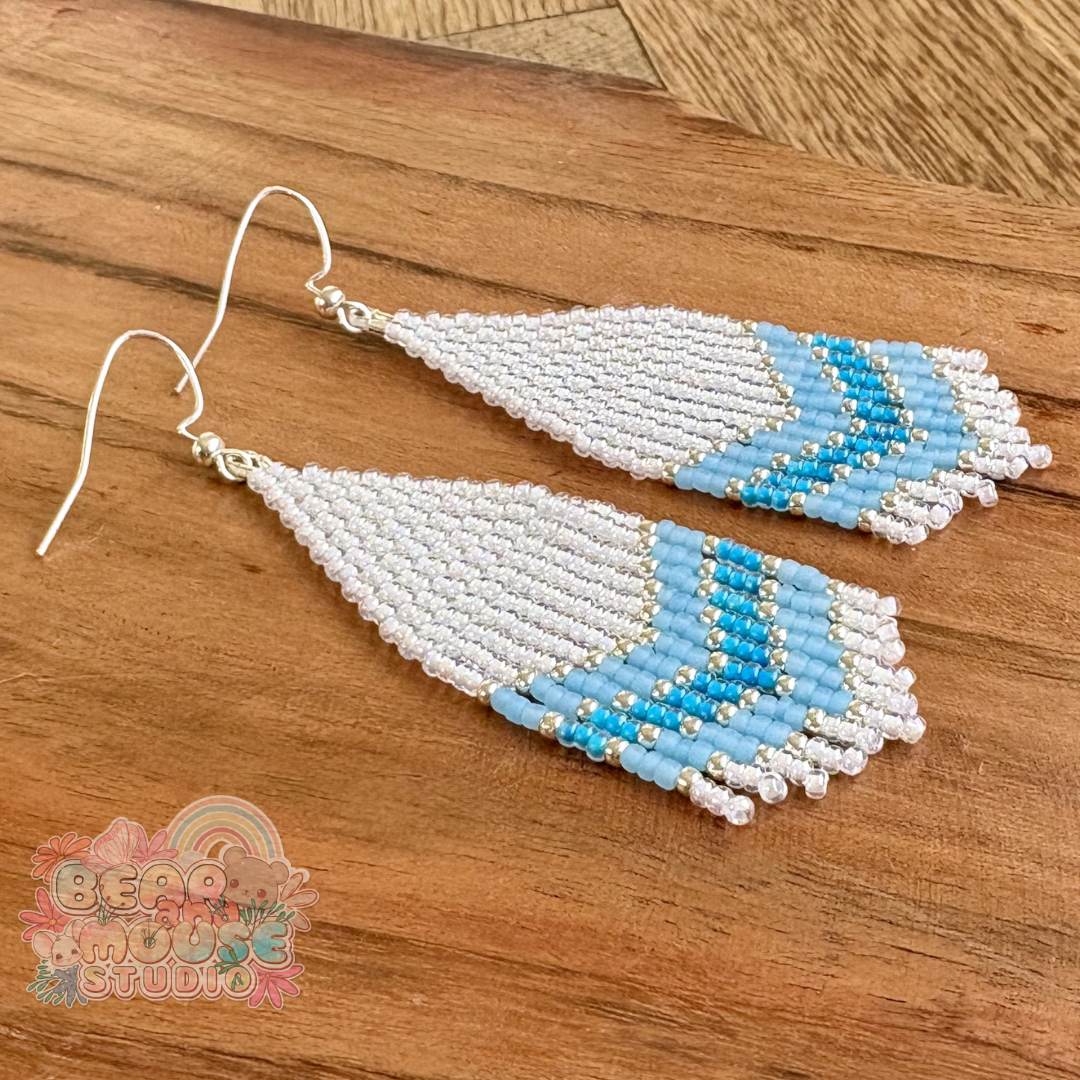 Blue Chevron Fringe Earrings preview image