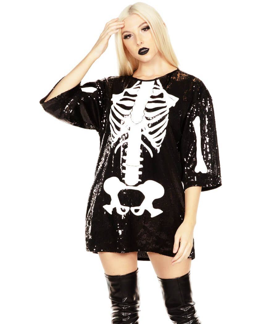 TE Sequin Skeleton Dress - Women's Halloween Costume - L