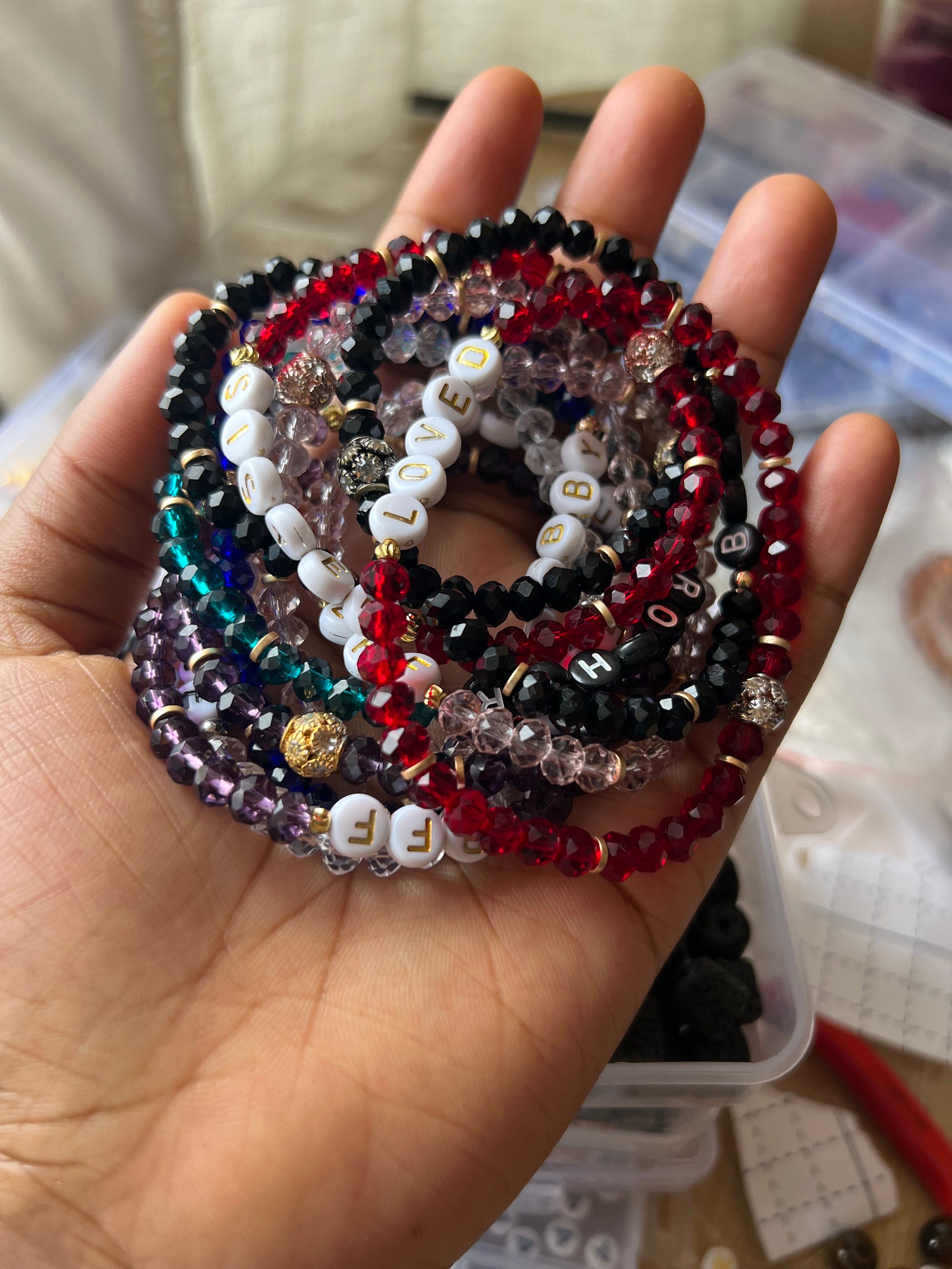 Crystal Rondelle Beaded Bracelet: Personalized Name or Number Jewelry view 5