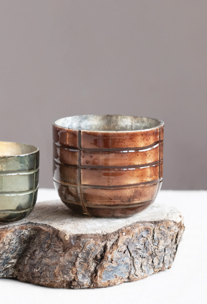 Earth brown mercury glass candle holder - Nest & Nook Sonora Boutique
