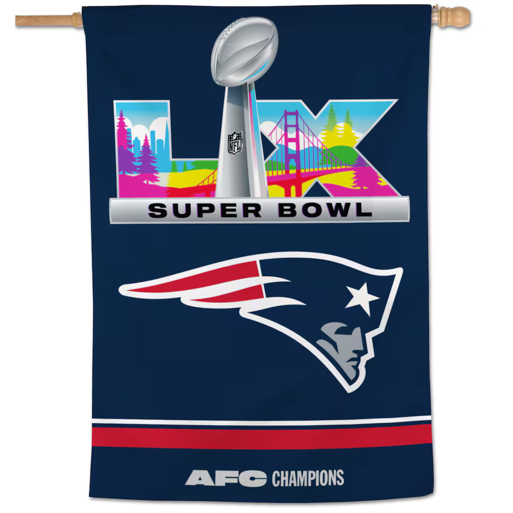 New England Patriots Super Bowl LX Vertical Banner 28x40"