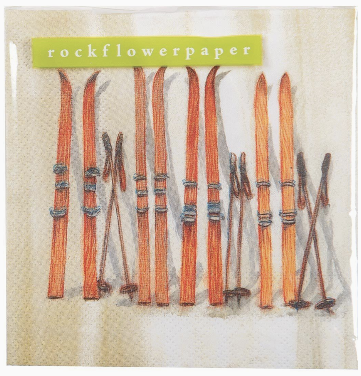 Antique Skis Paper Cocktail Napkins