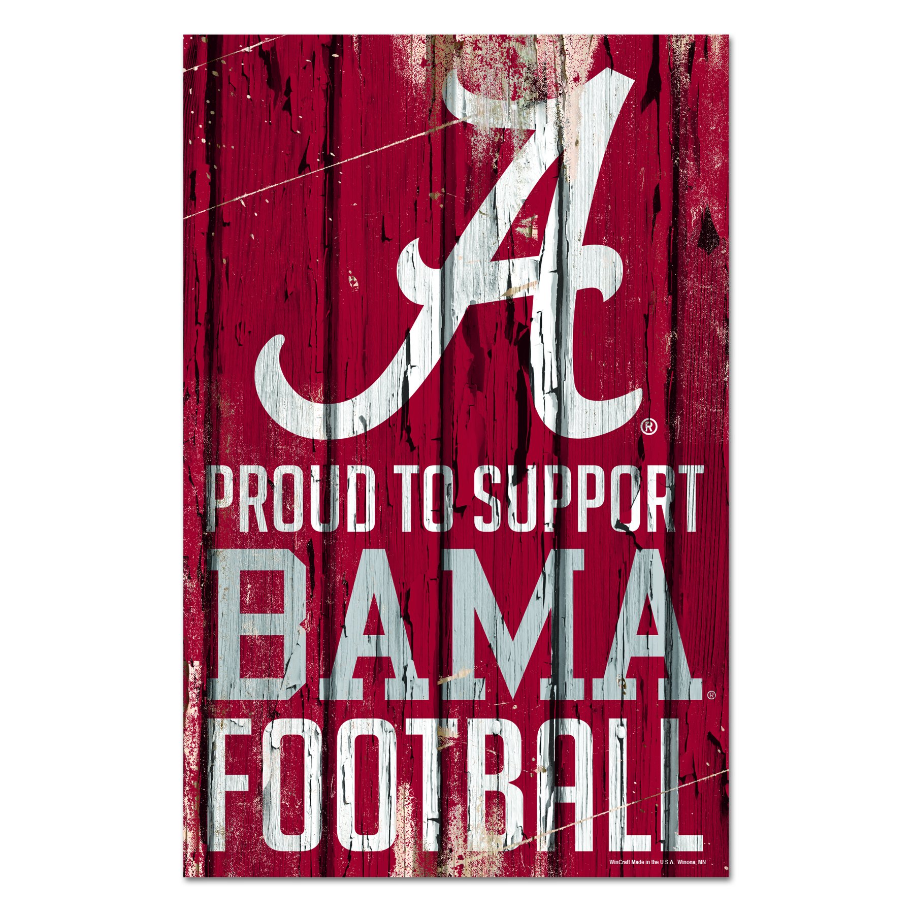 Alabama Crimson Tide Proud to Support Wooden Sign 11x17"
