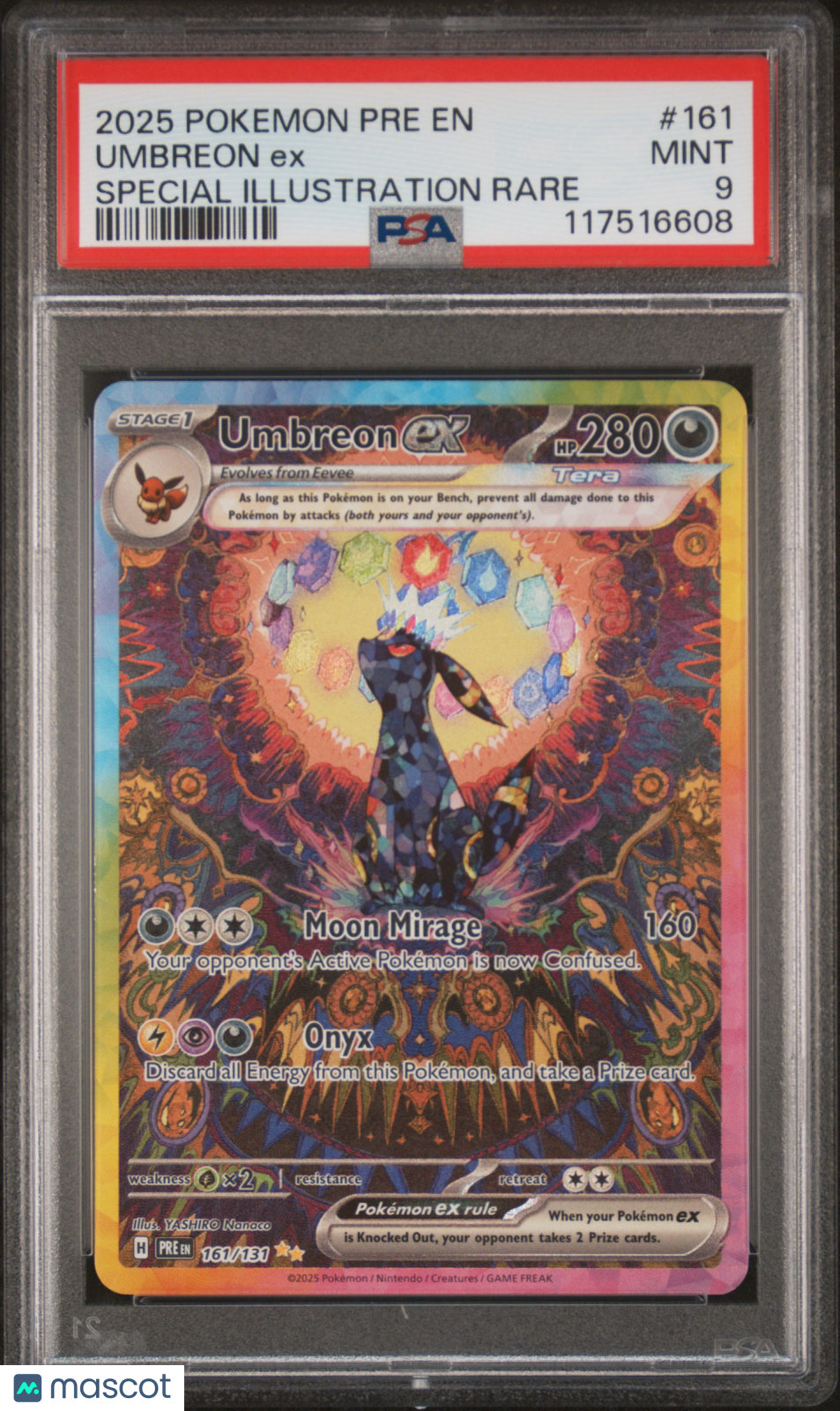 2025 Pokemon Prismatic Evolutions Umbreon EX Special Illustration Rare PSA 9 161