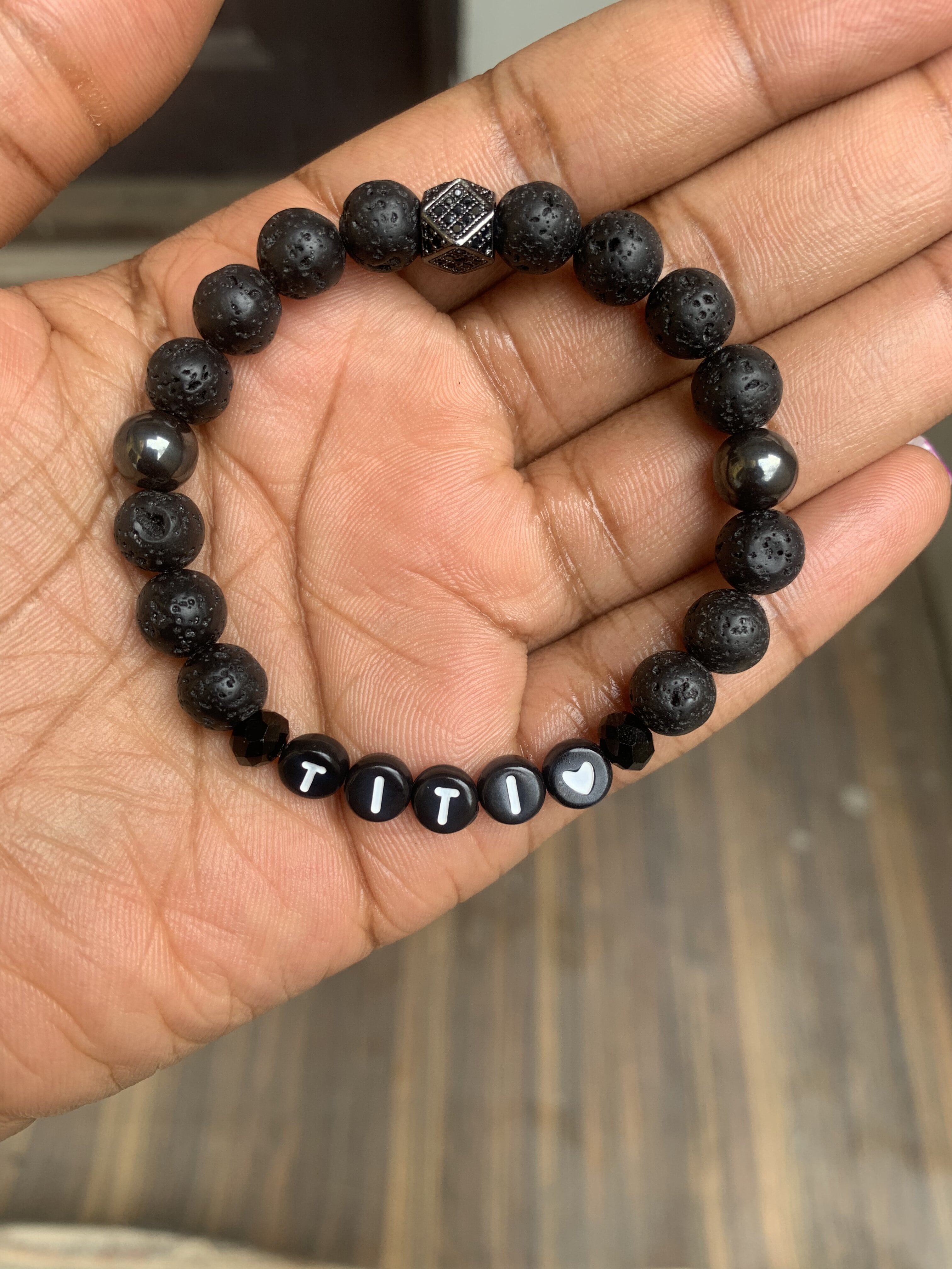 Natural Lava Rock Bead Bracelet view 7