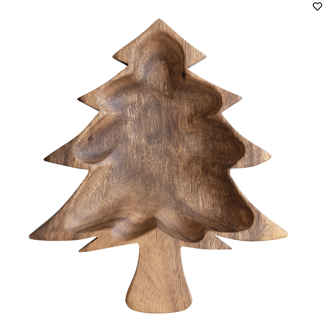 Acacia Wood Christmas Tree Shaped Bowl
