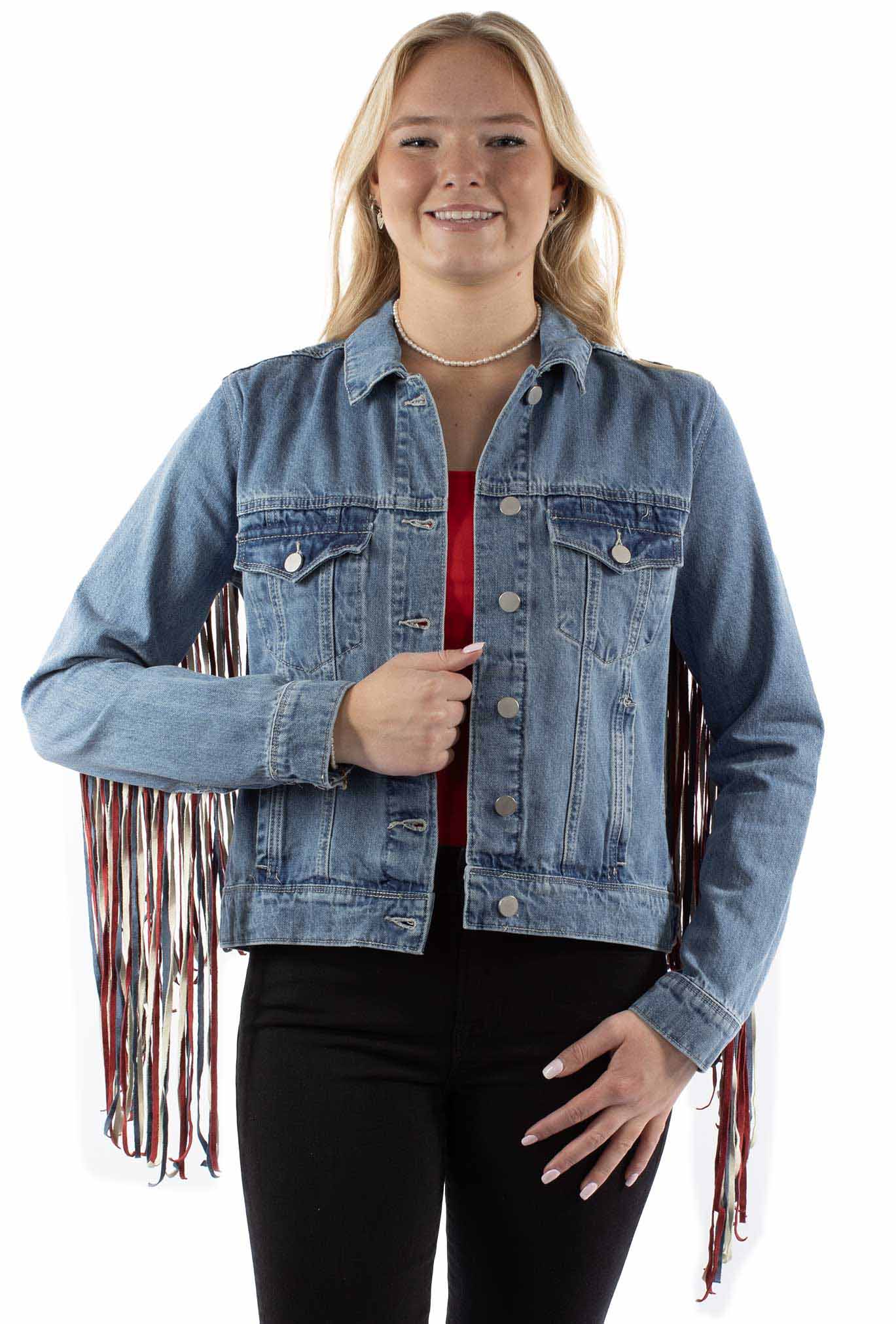 Denim Jacket W/Vintage Fringe Colors