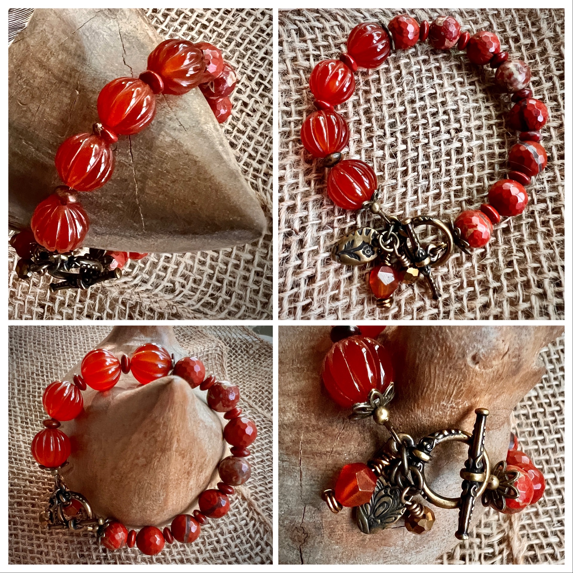 Carnelian & Apple Jasper Bracelet