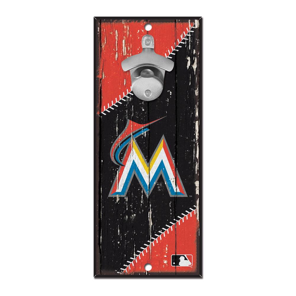 Miami Marlins Wood Bottle Opener 5x11"