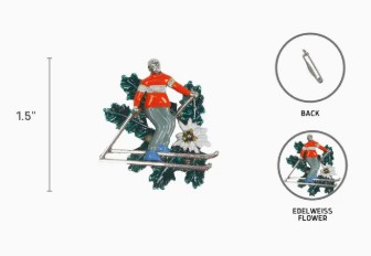 Skier Pin with Flower