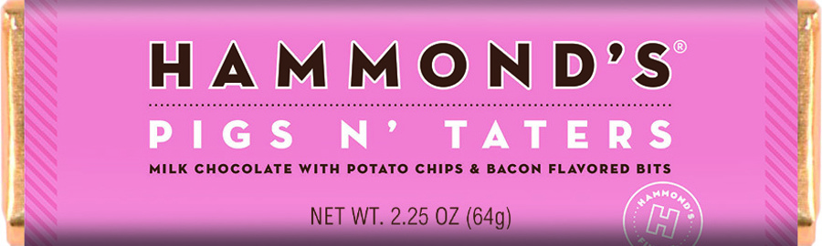Hammond's Pigs Tater Bacon Milk Chocolate Bar 2.25 oz 12 ct