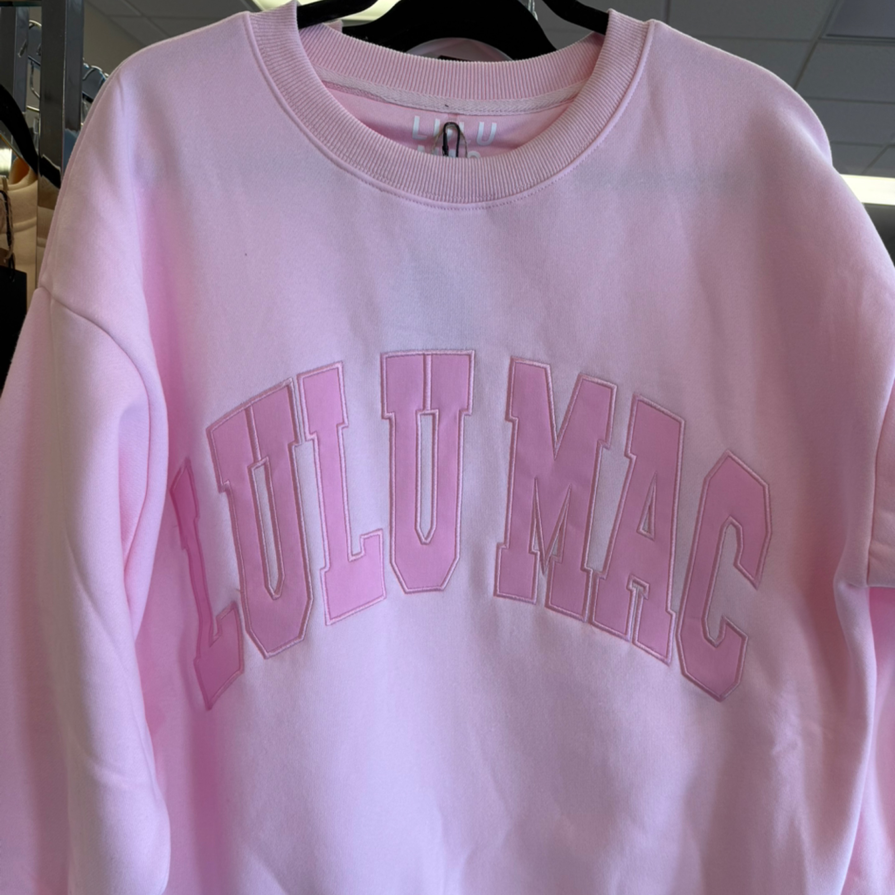 LuluMac sweatshirt pink mono — Bama Tan boutique, Tuscaloosa AL