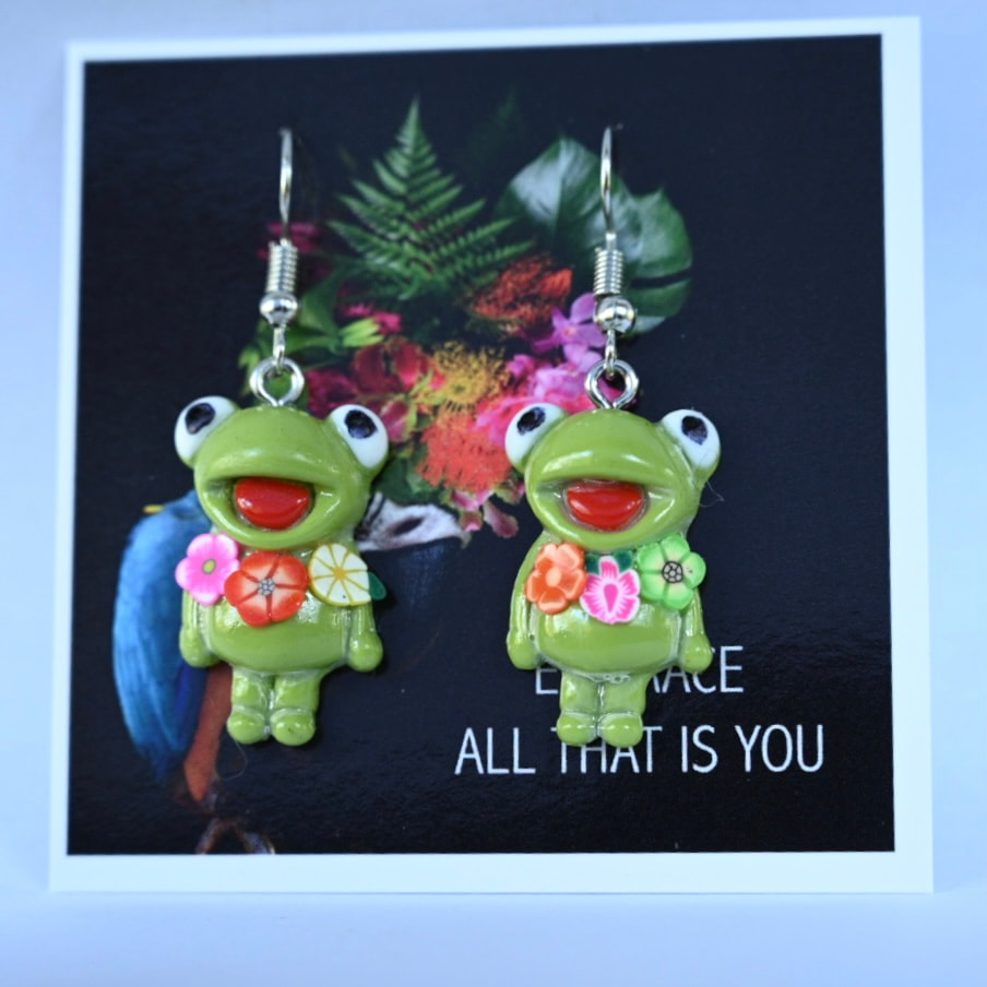 Frog Flower Earrings