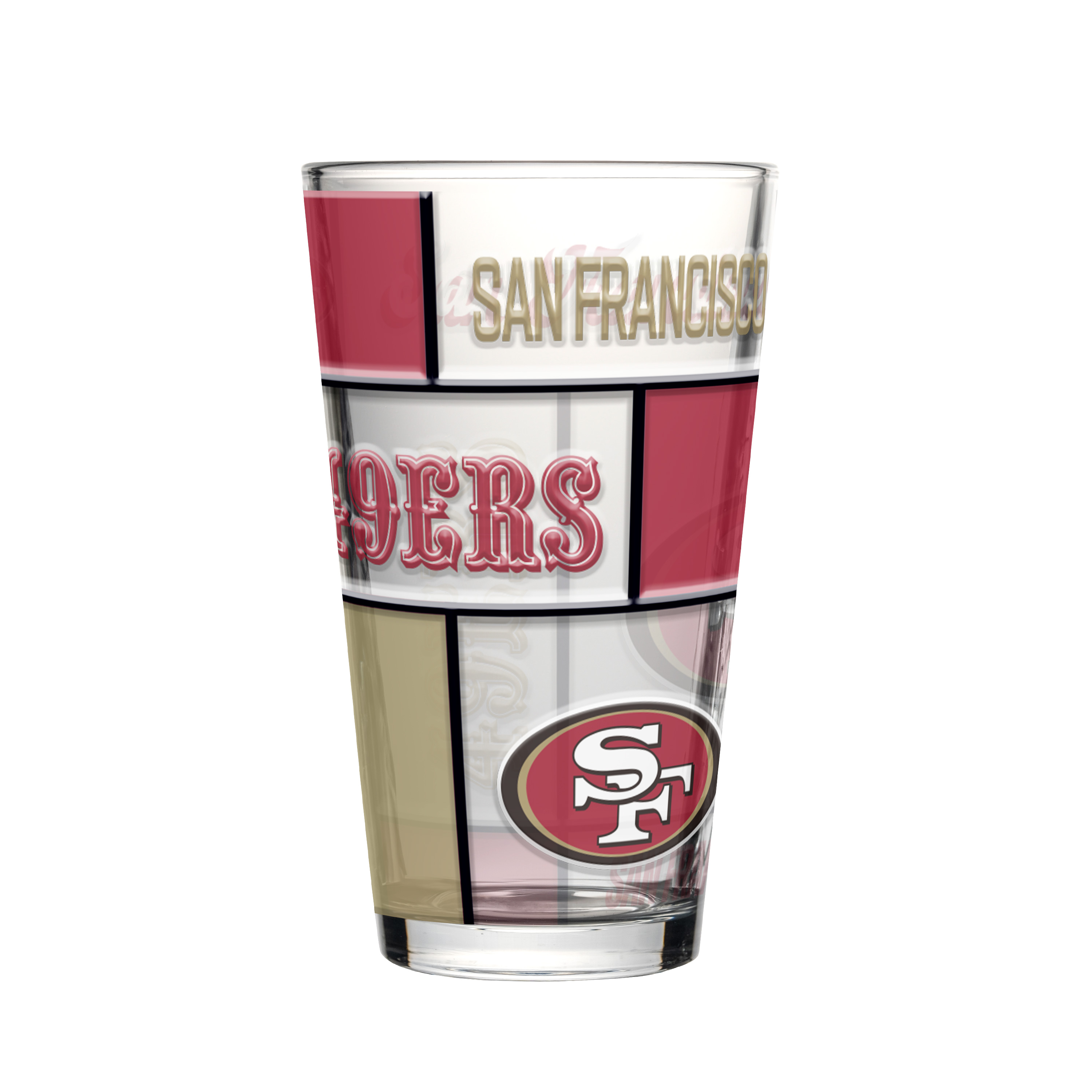 San Francisco 49ers Boxed Quilted Stained Pint Glass 16oz