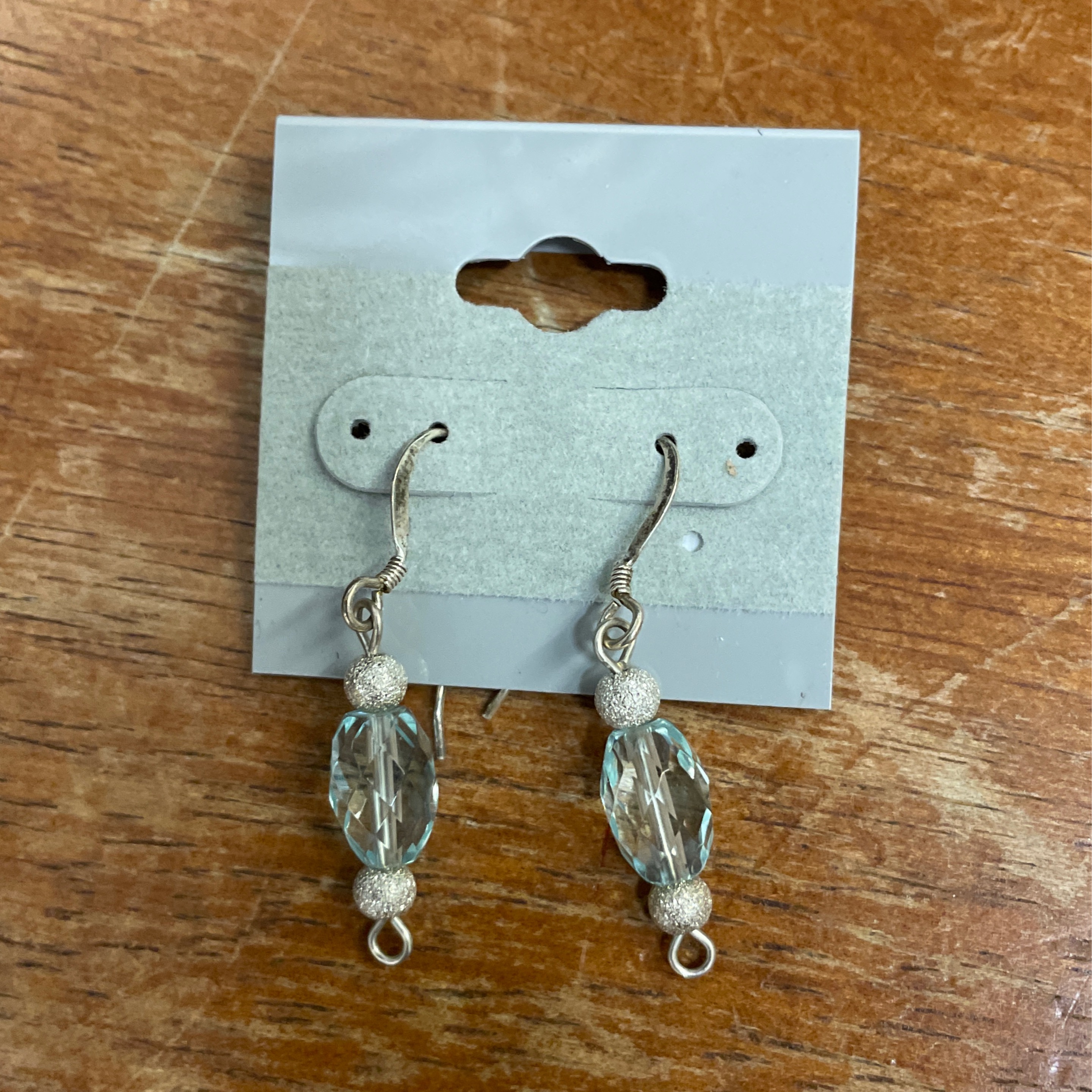 Aquamarine Gemstone French Hook Earrings - Estate Jewelry