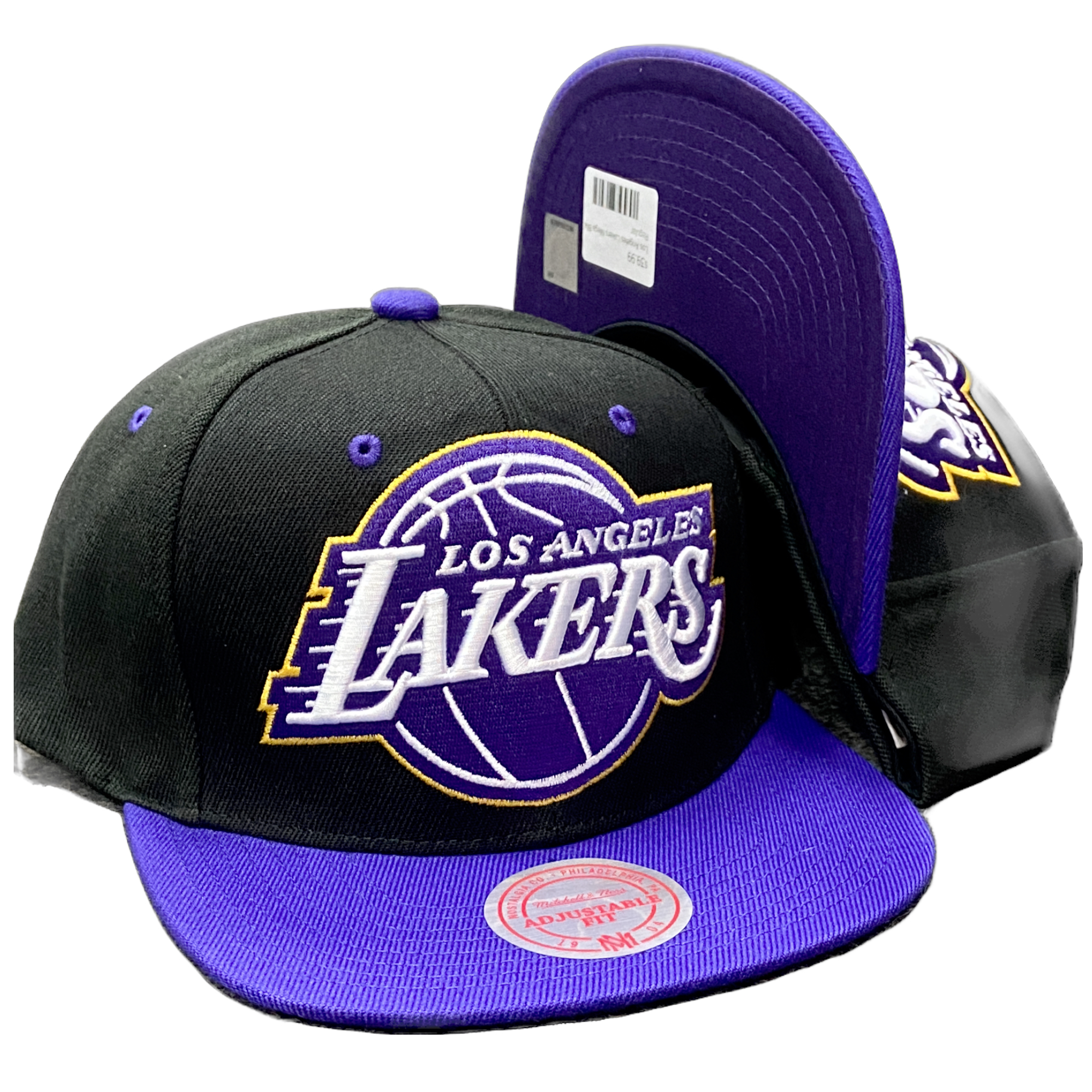Los Angeles Lakers Mega Logo Black/Purple Mitchell and Ness Snapback Hat