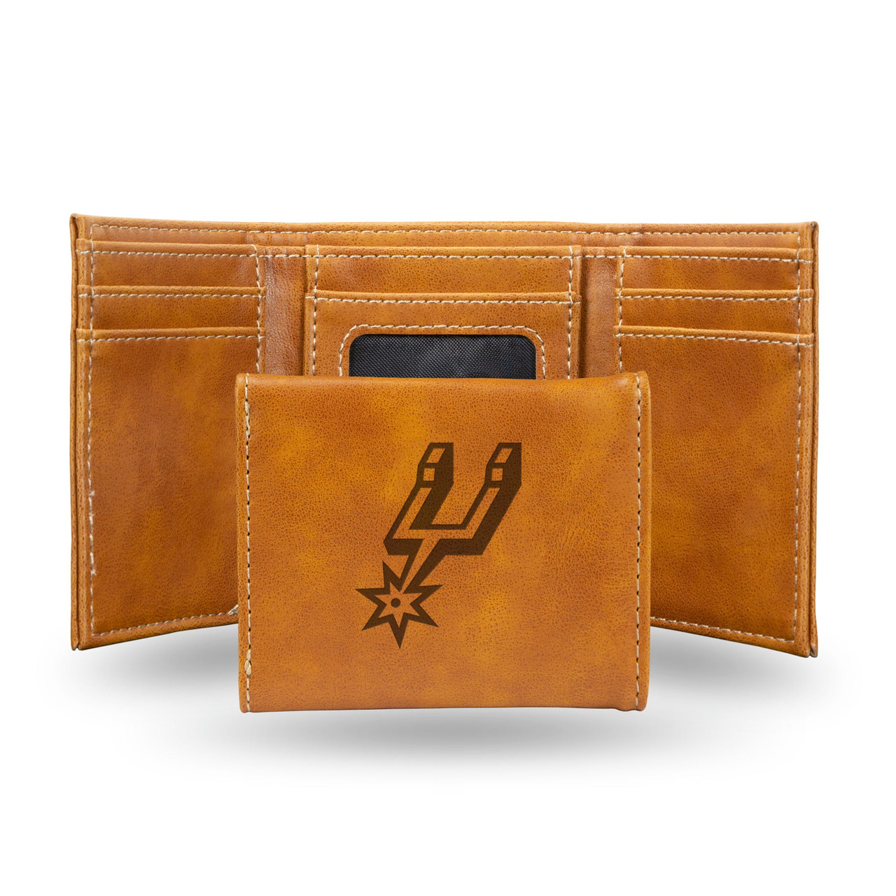 San Antonio Spurs Laser Engraved Trifold Leather Wallet