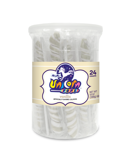 Mini Unicorn Pops Spiral Twist White Lollipop 24 ct 6.5"