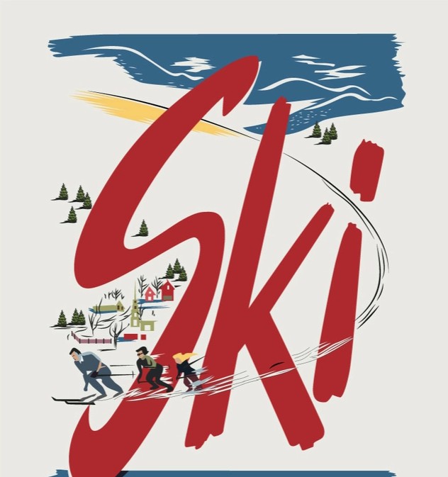 Ski Vail with Mountain Scene Magnet