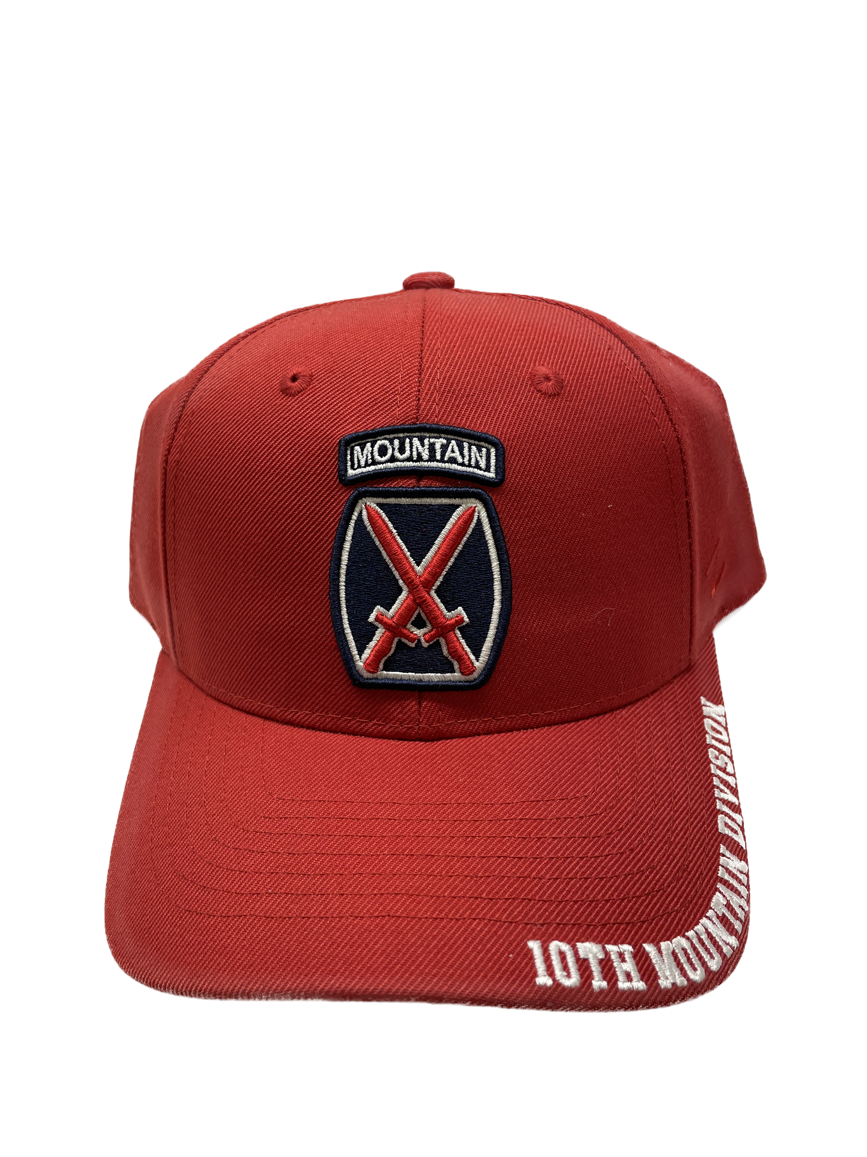 10th Mountain Division Logo Embroidered Zephyr Hat Red