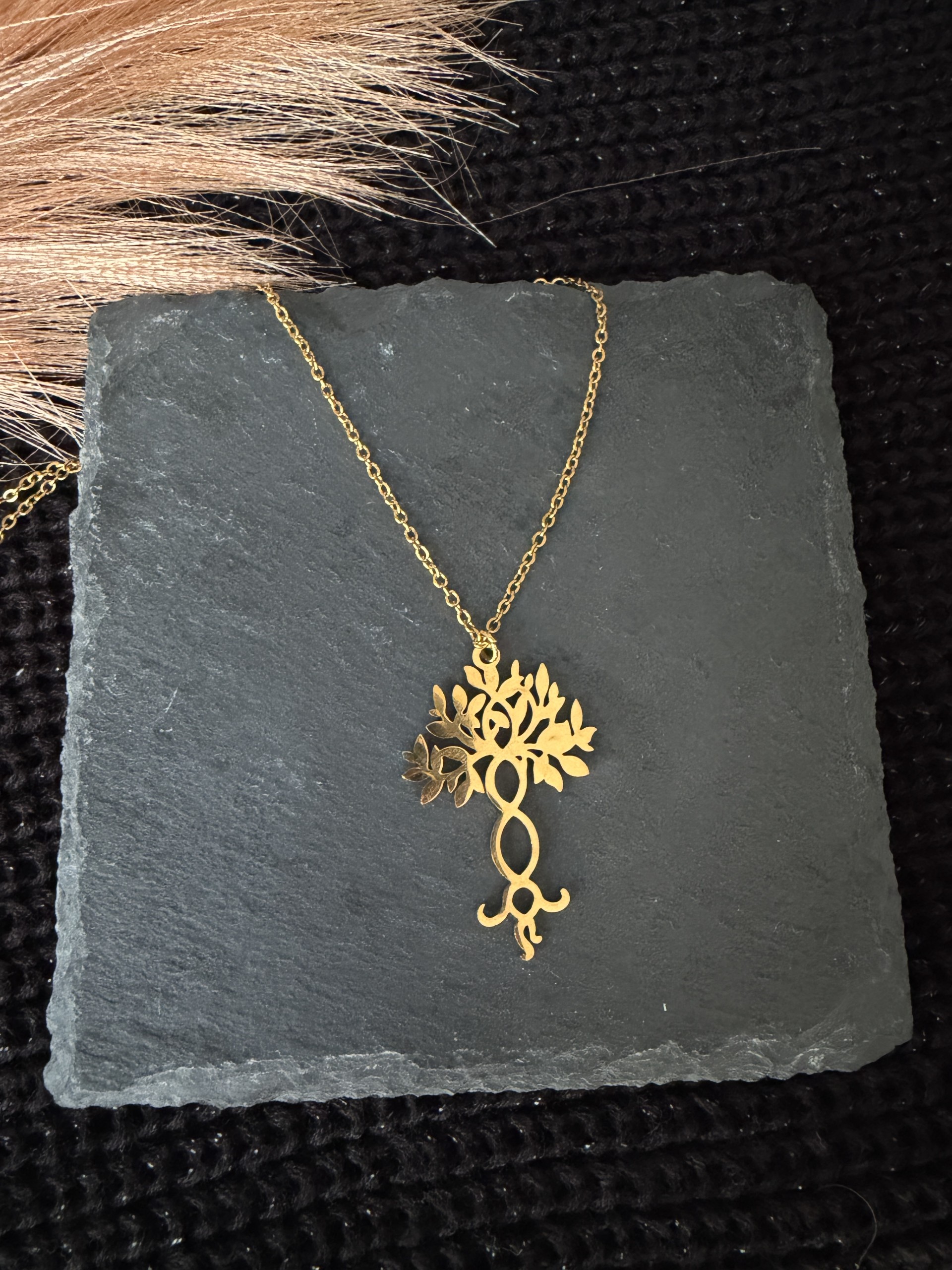 18K Gold Plated 304 Stainless Steel Tree of Life Pendant Necklace