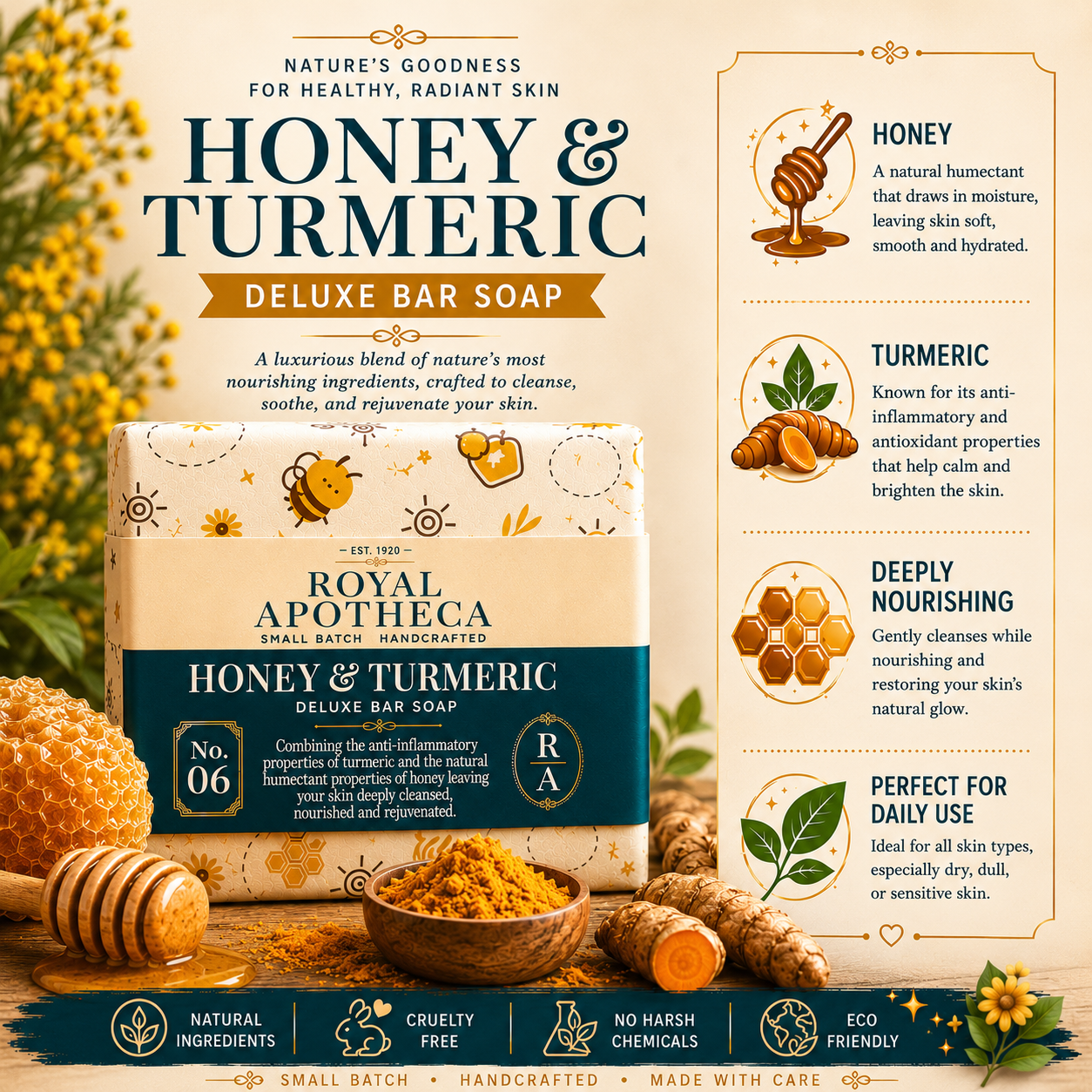 Honey & Turmeric - No.06 - Deluxe Bar Soap