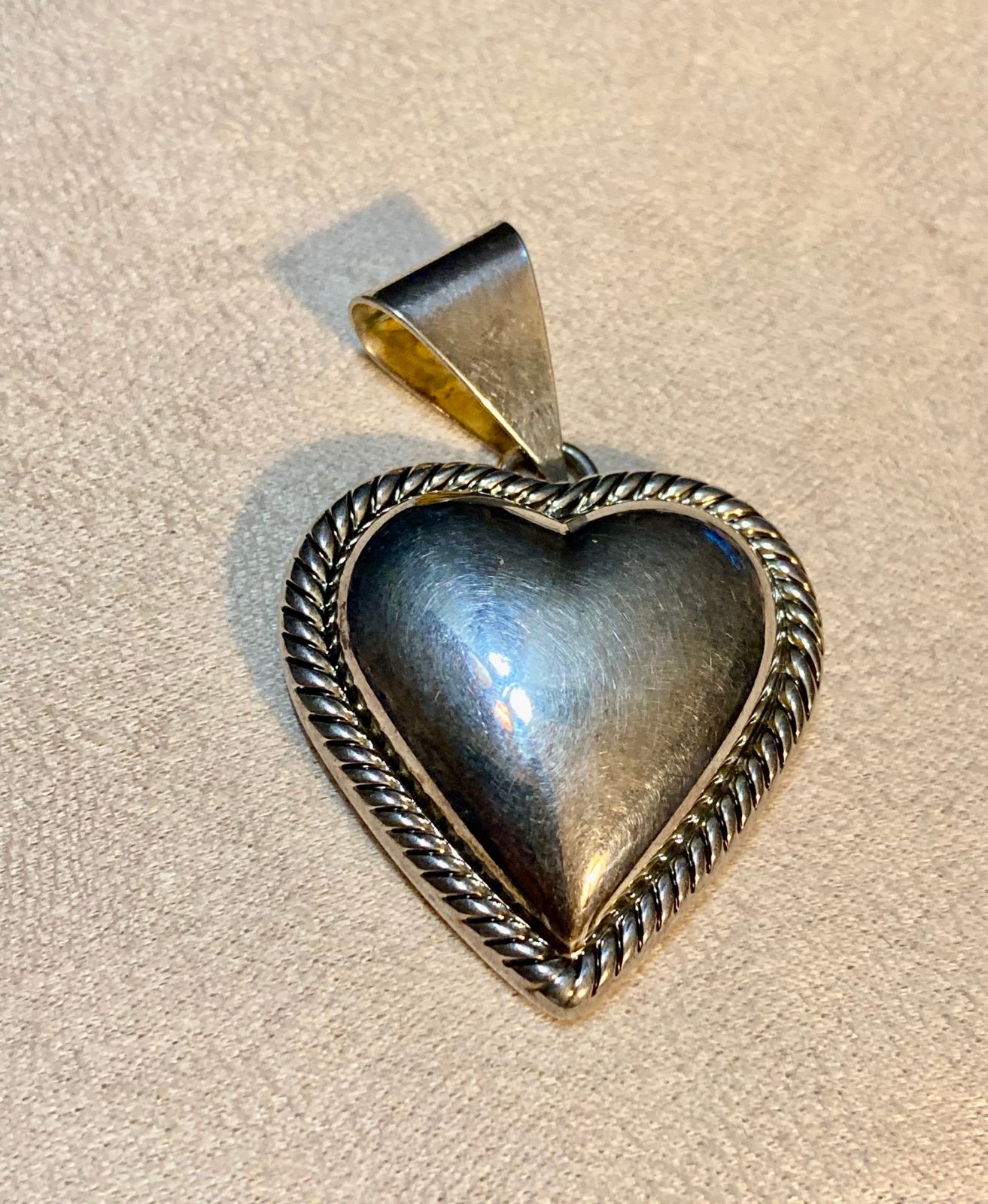 Heart Pendant Best signed Large Silver Tone