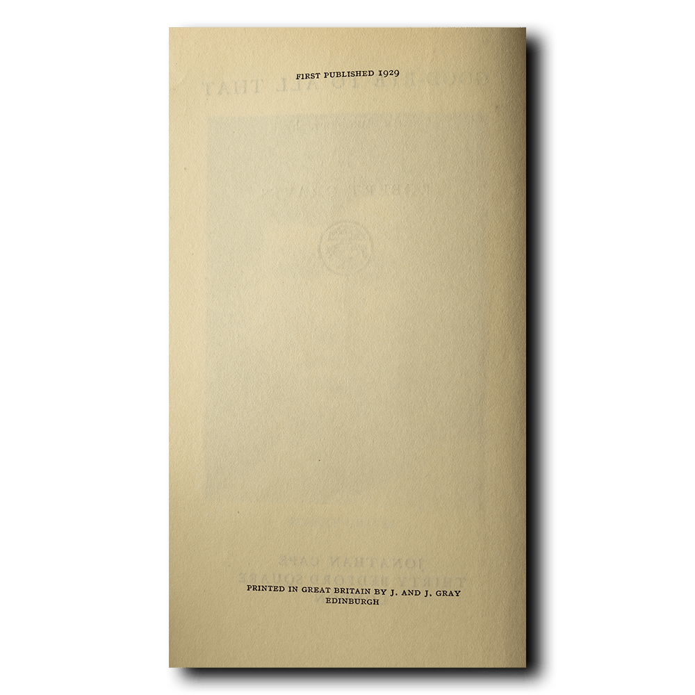 Graves, Robert -- Goodbye to All That [Book]