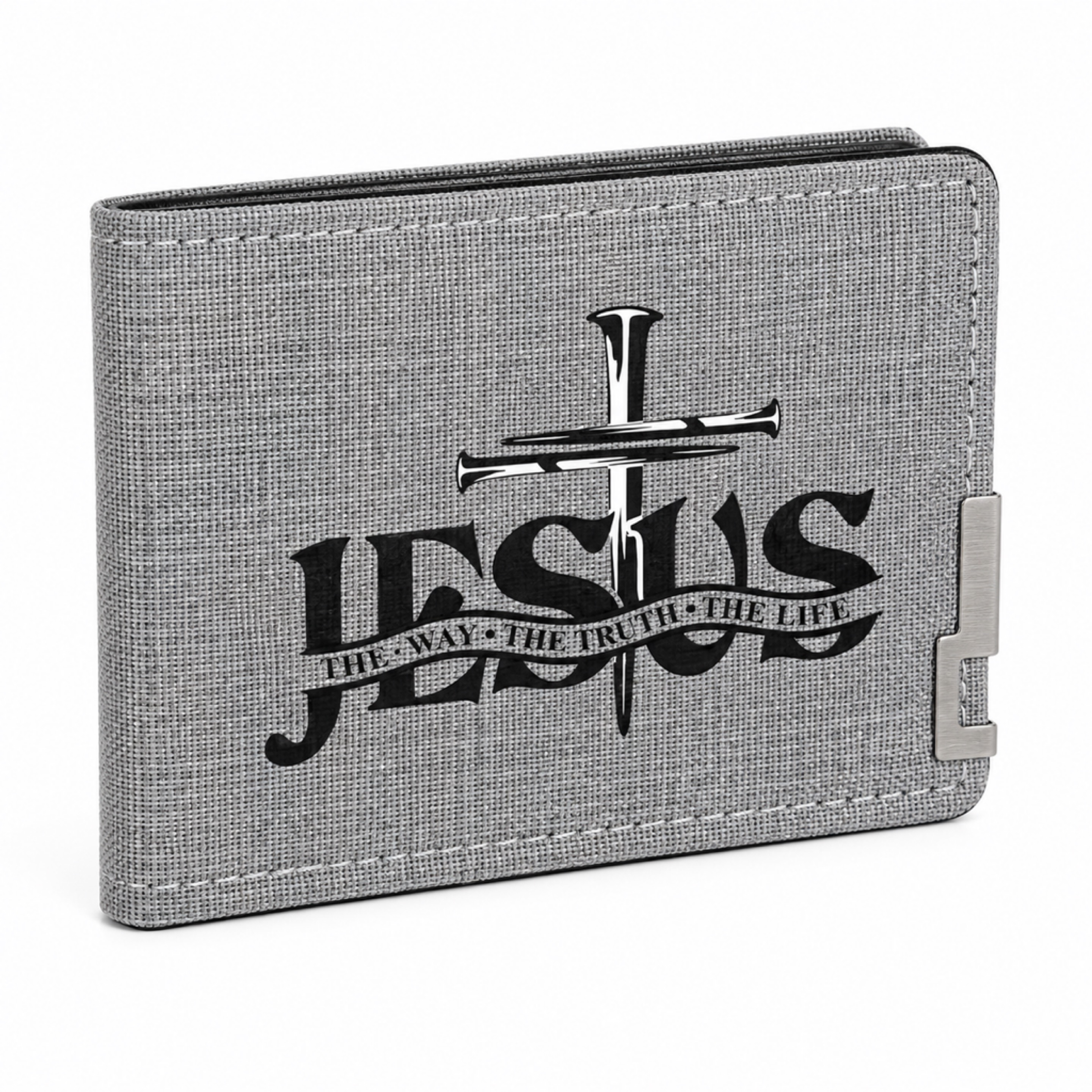 Gray Jesus Cross Bifold Wallet
