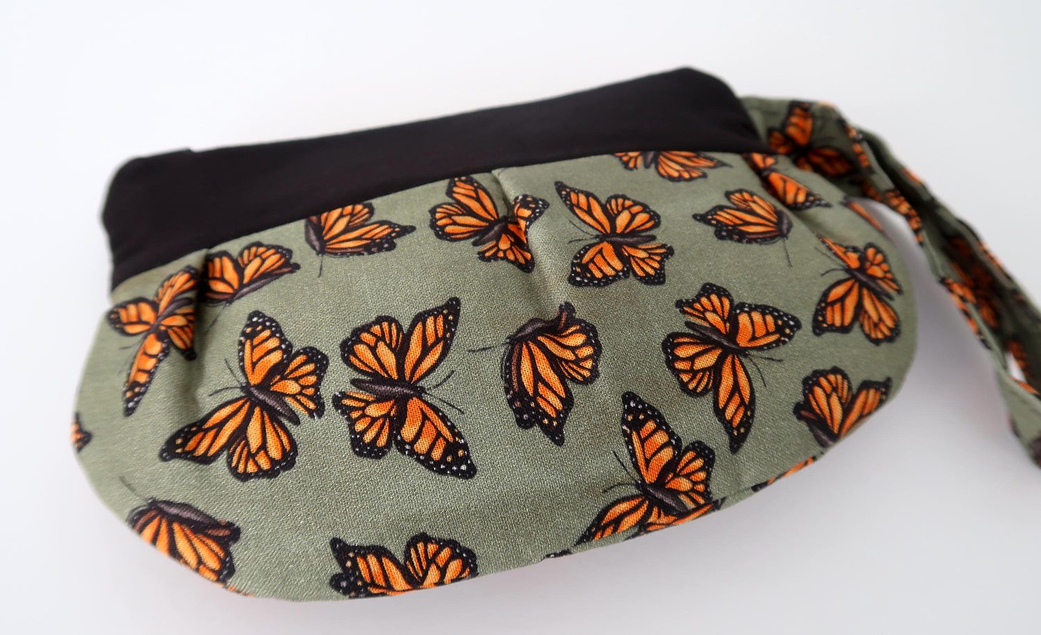Pleated Wristlet – Monarchs on Sage, photo 5 of 8