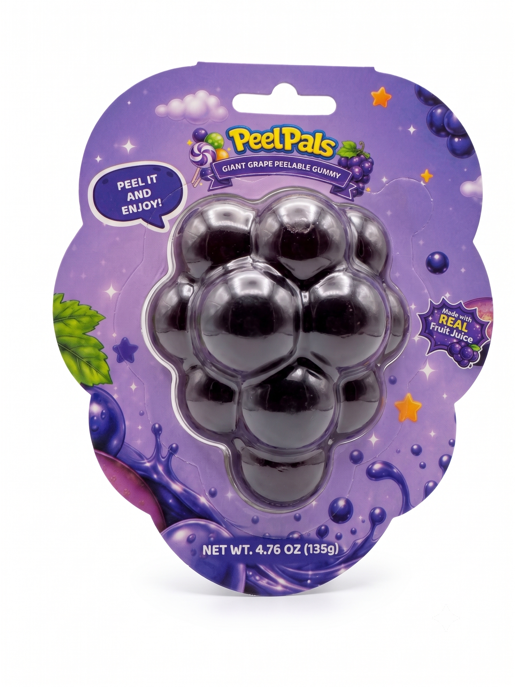 Peel Pals Giant Peelable Grape Gummy Candy Real Juice 4.76oz 6 Pack