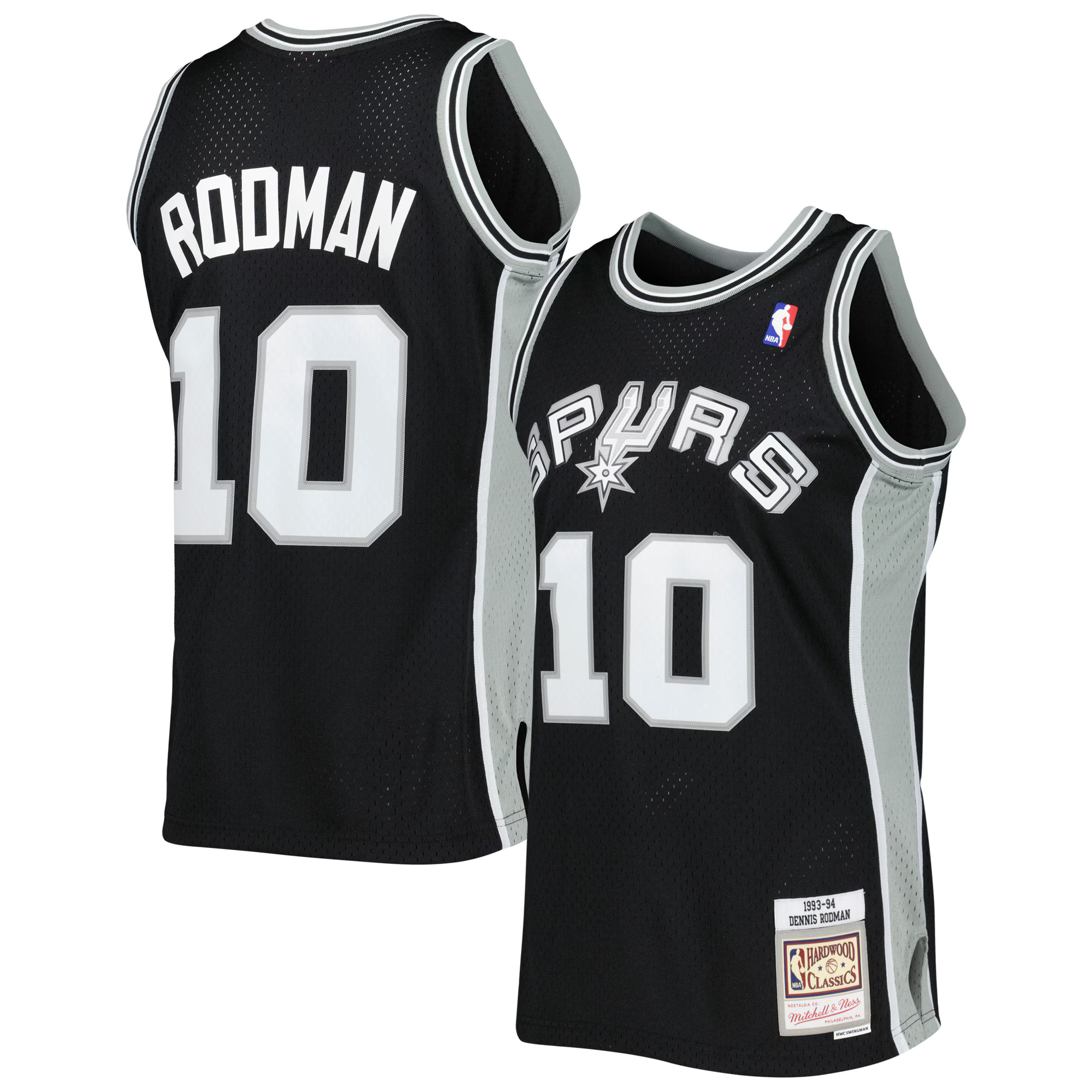 San Antonio Spurs 1993-94 Dennis Rodman #10 Mitchell and Ness Black Jersey