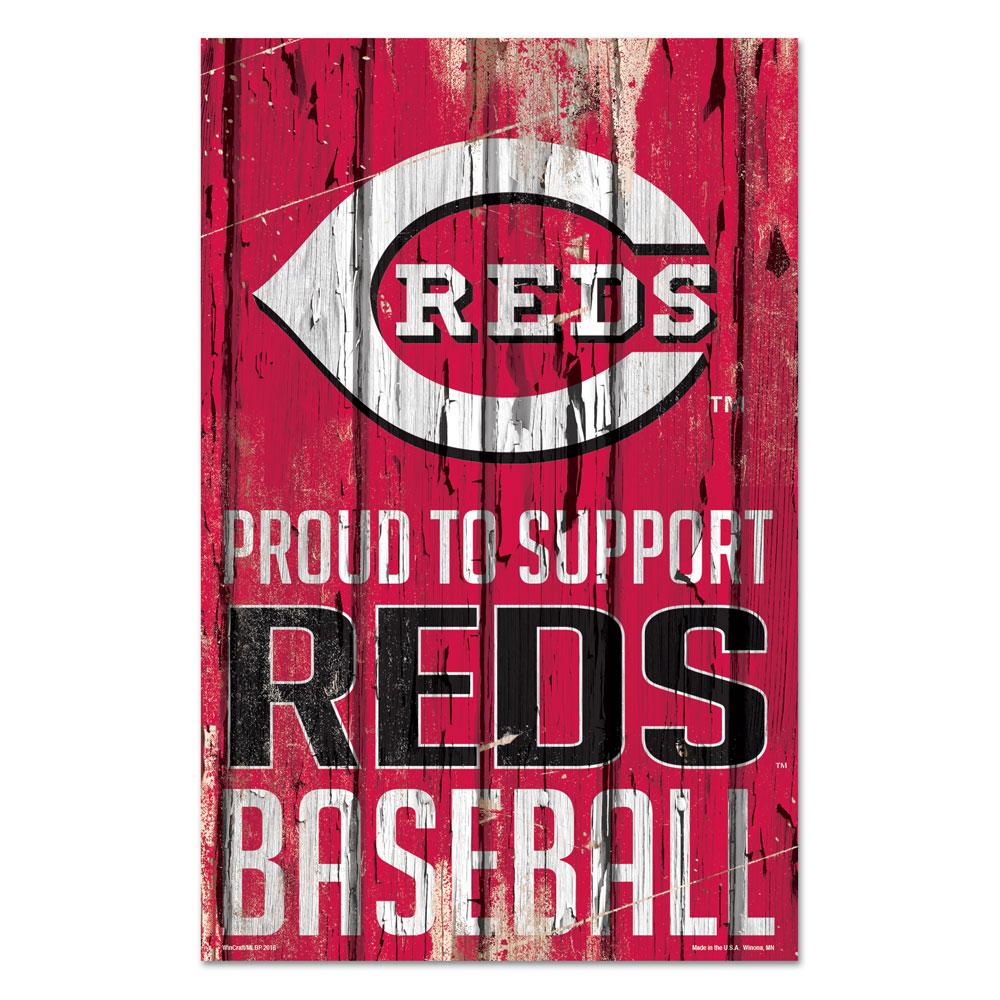 Cincinnati Reds Proud to Support Wooden Sign 11x17"