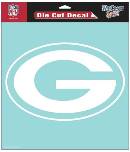 Green Bay Packers White Perfect Cut Decal 8x8"