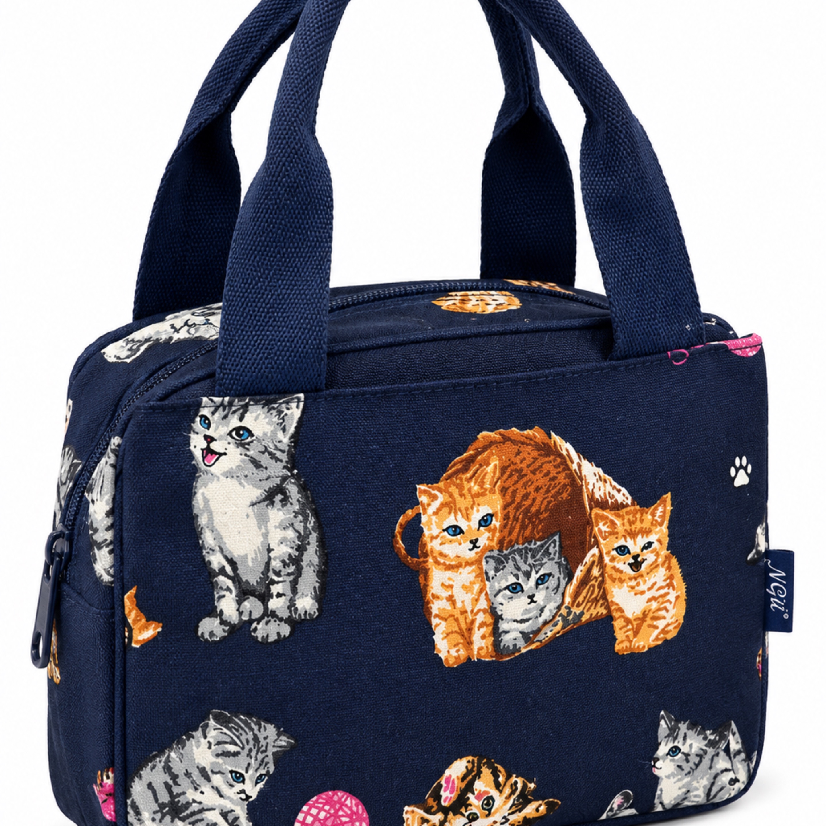 Cute Kitten Print Insulated Lunch Tote