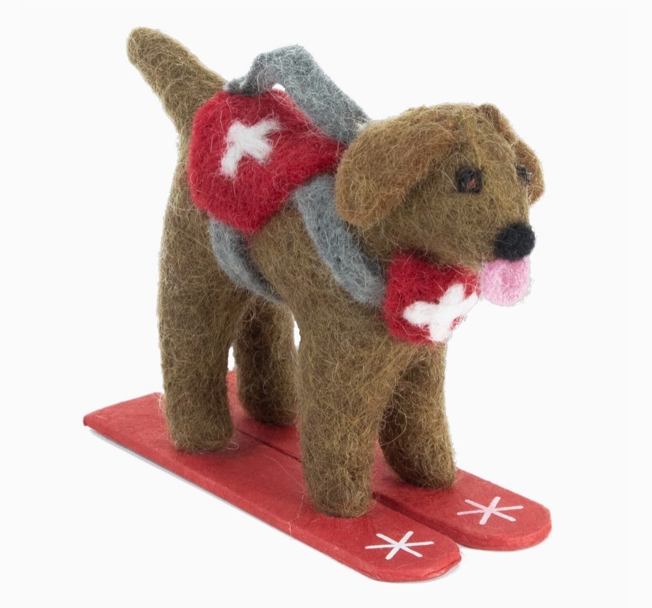 Skiing Avalanche Rescue Dog Chocolate Lab Ornament