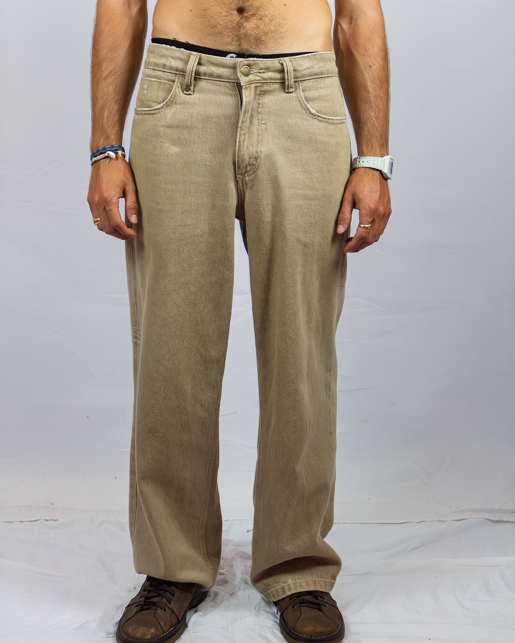 Beige Thrills Men Wide Leg Pants