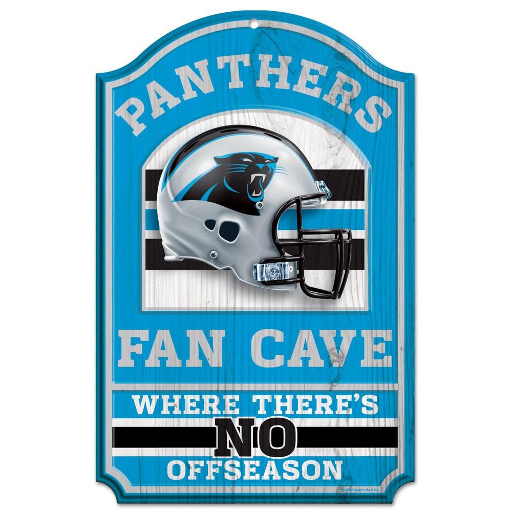 Carolina Panthers Wood Fan Cave Sign 11x17"